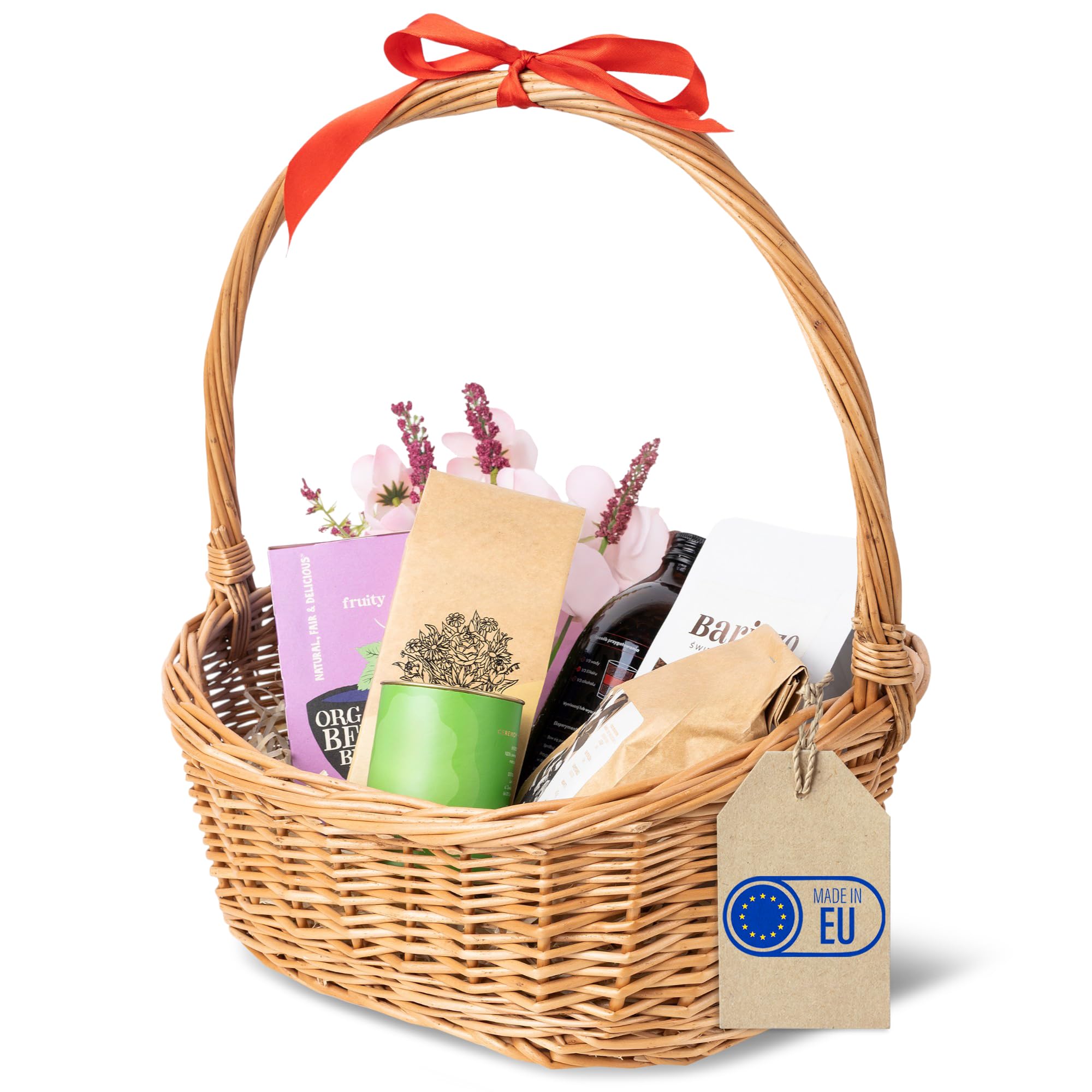 Creative Home Panier de Rangement Panier en Osier Ovale Pique-​Nique avec Poignées | 37 x 30 x 37 cm (+/- 1 cm) | Brun Naturel | Tissé à la Main | Panier Cadeau Polyvalent et Durable