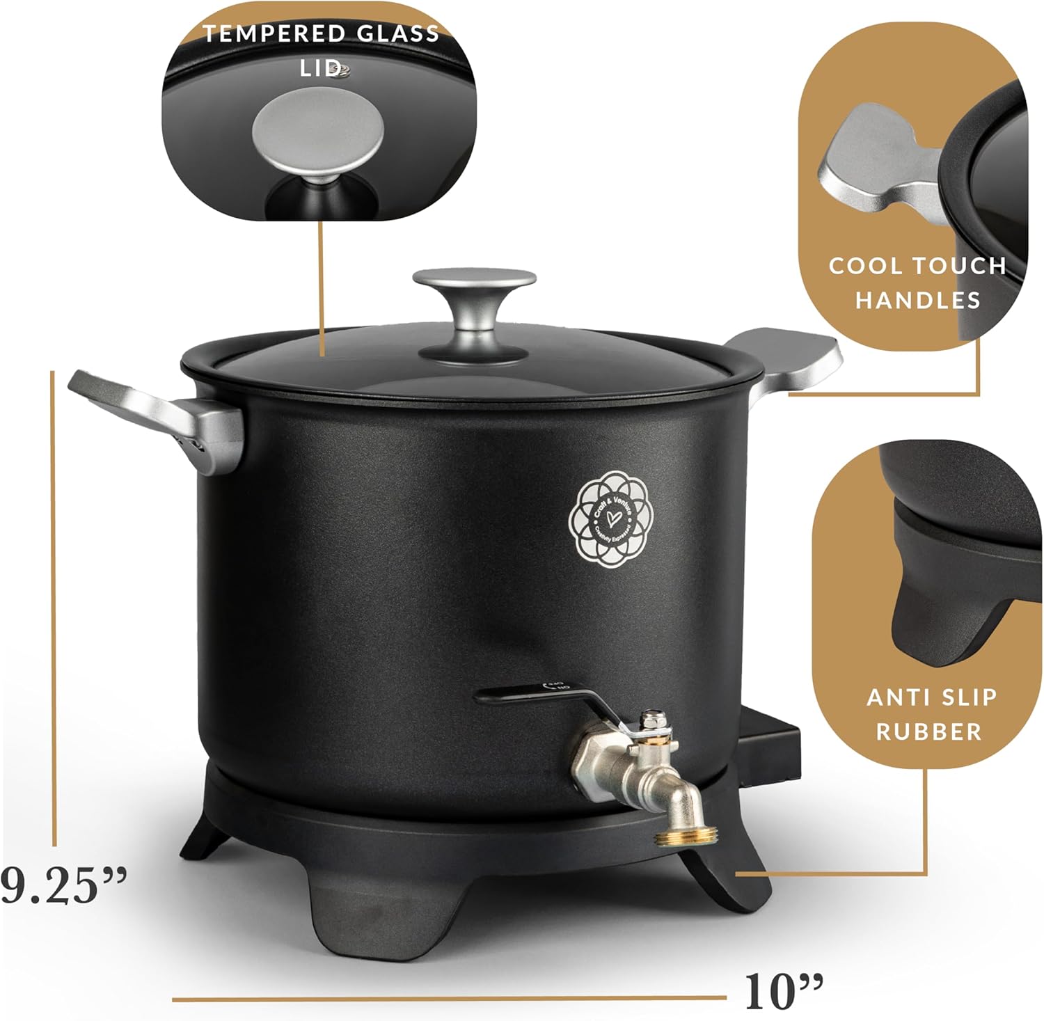 Craft & Venture Wax Melter for Candle Making Candle Wax Melting Pot Holds 7qts (14lbs) of Wax