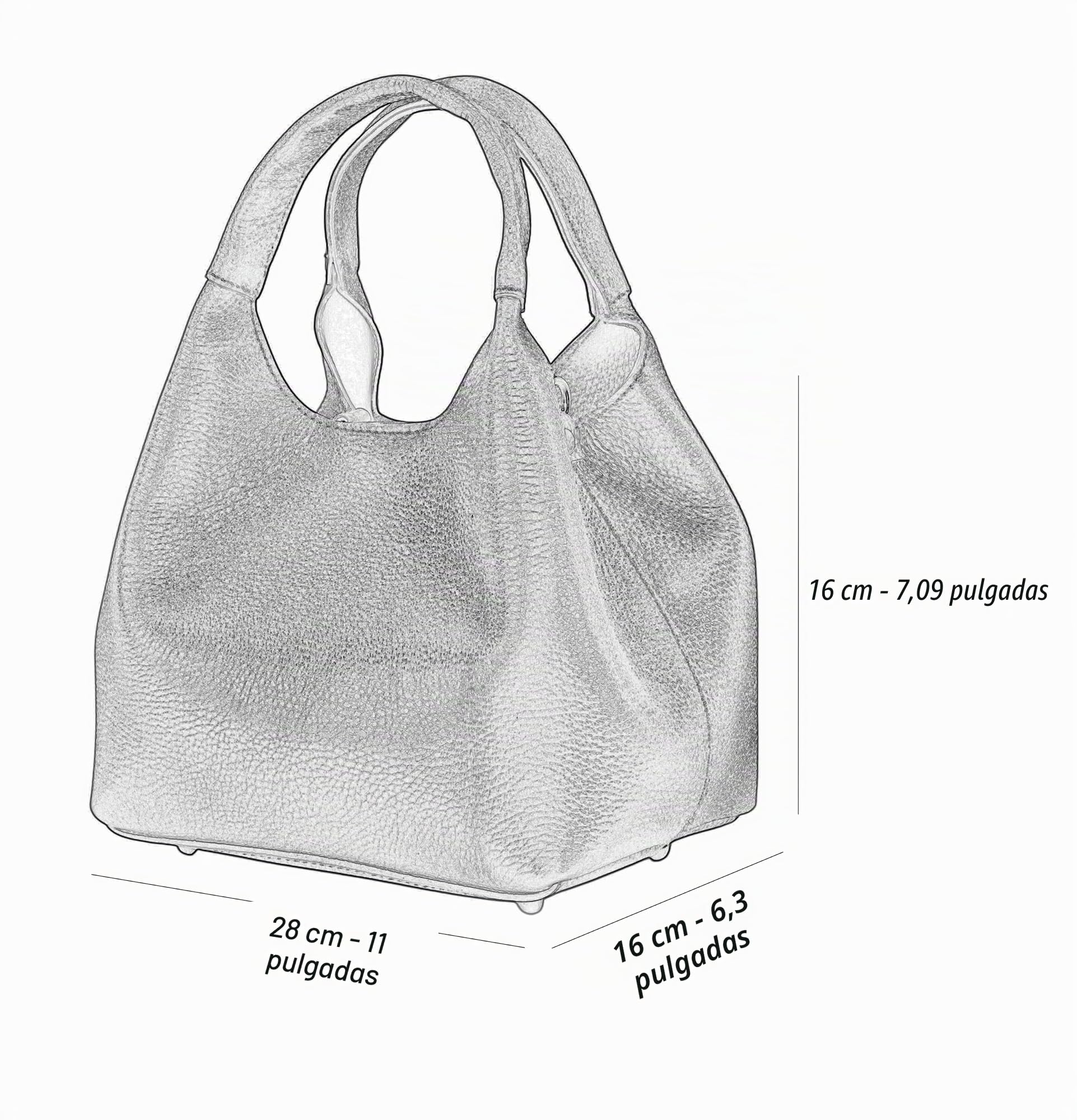 SH Leder Sophia G684 - Bolso de mano de piel auténtica para mujer con correa para el hombro y bolsillo interior, elegante, para el día a día y la oficina, 28 x 18 cm
