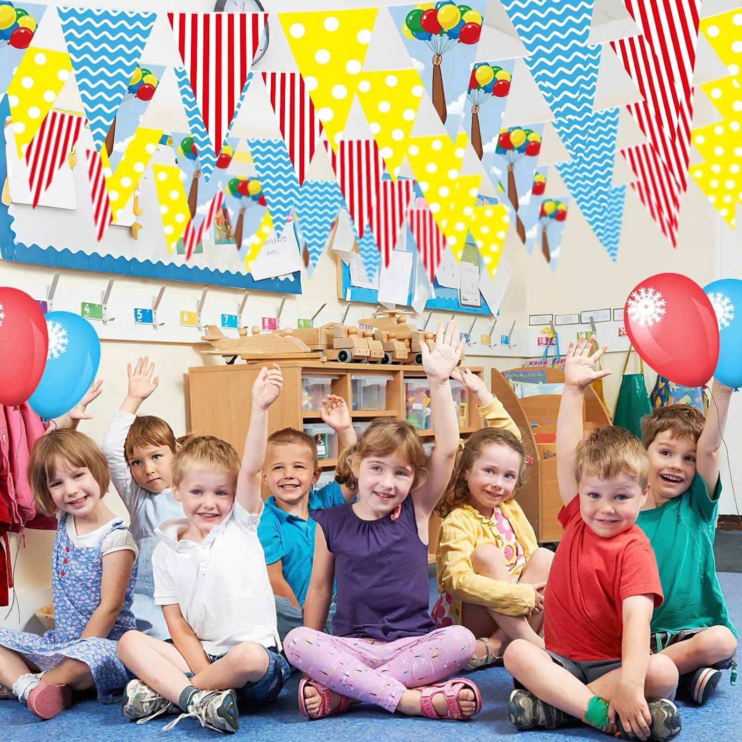 Epakh 49 ft 5 Pcs Curious Banner 9.84 ft Red Blue and Yellow Banner Indoor Outdoor Birthday Party Decorations Monkey Garland for Birthday Party Baby Shower Wall Mantel Favors Supplies