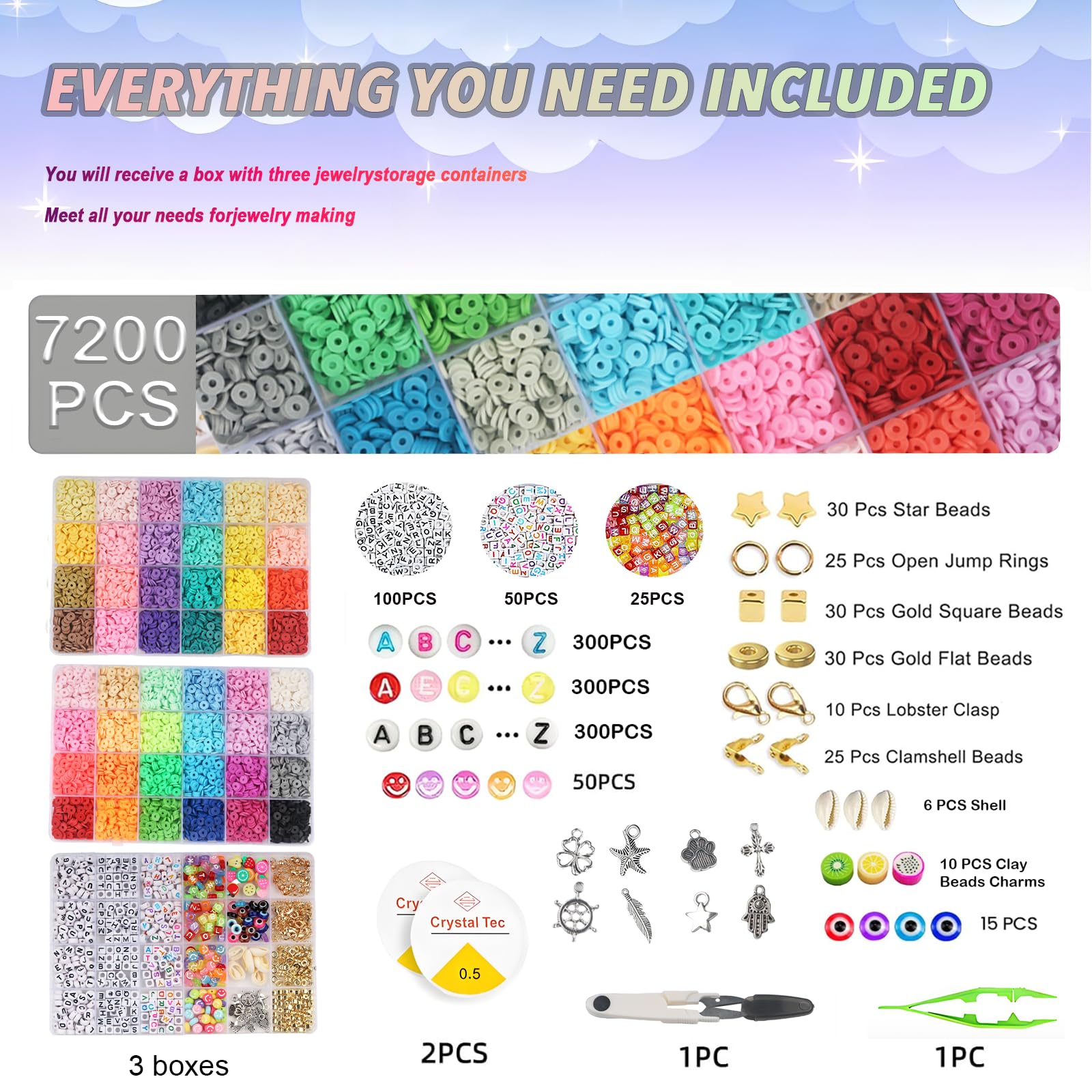 UXIMAIR 8800 Pcs Clay Beads - 6mm 48 Color Polymer Heishi Beads for Jewelry Making, DIY Crafts, Bracelets, Necklaces, Earrings, Keychains, and Accessories