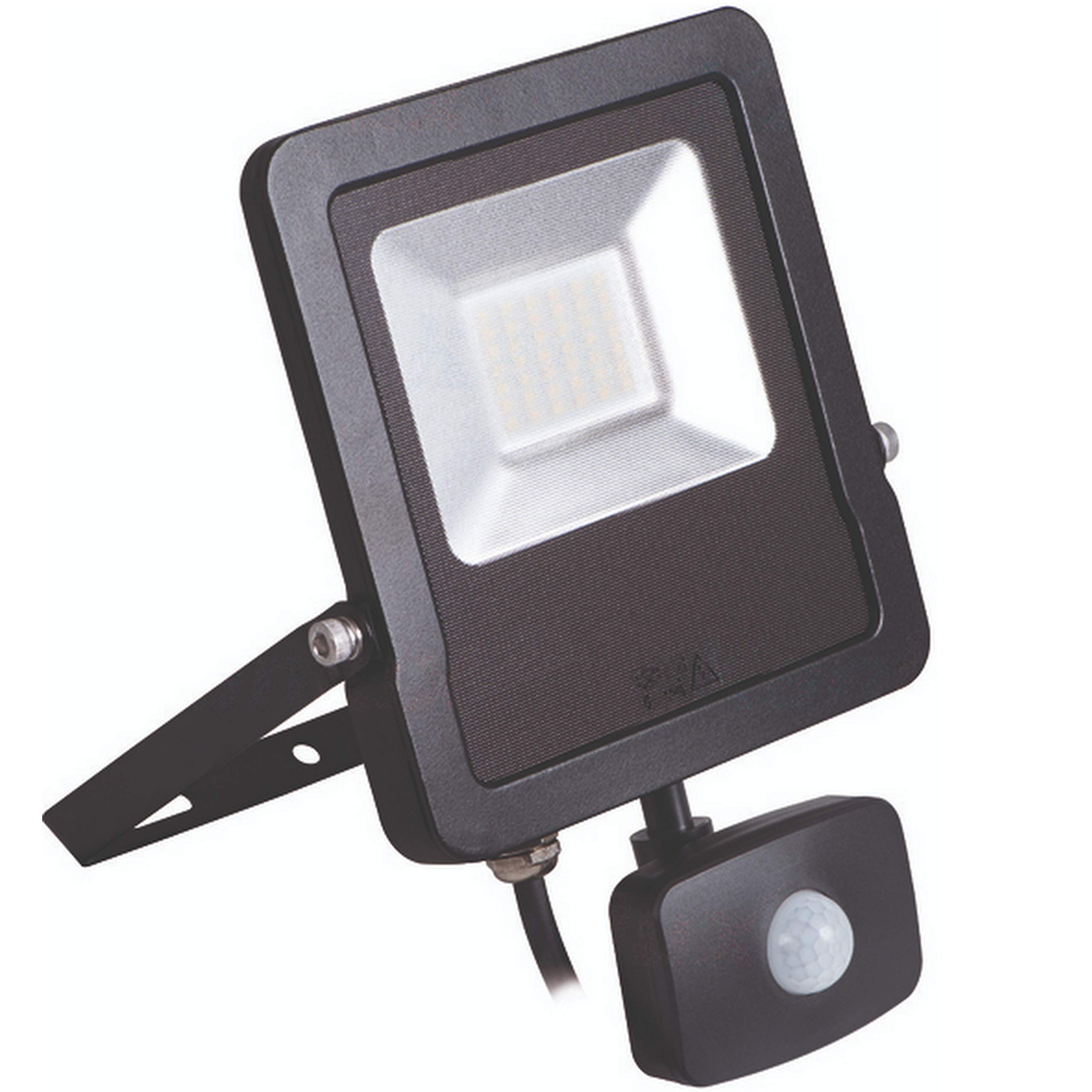 Slim 30W LED Floodlight PIR Sensor Lamp Outside Garden Cool White Detector IP44 Security Black Wall Mounted Landscape Flood Indoor Light 4000K Waterproof Outdoor Spot Low Energy Spotlight Fitting