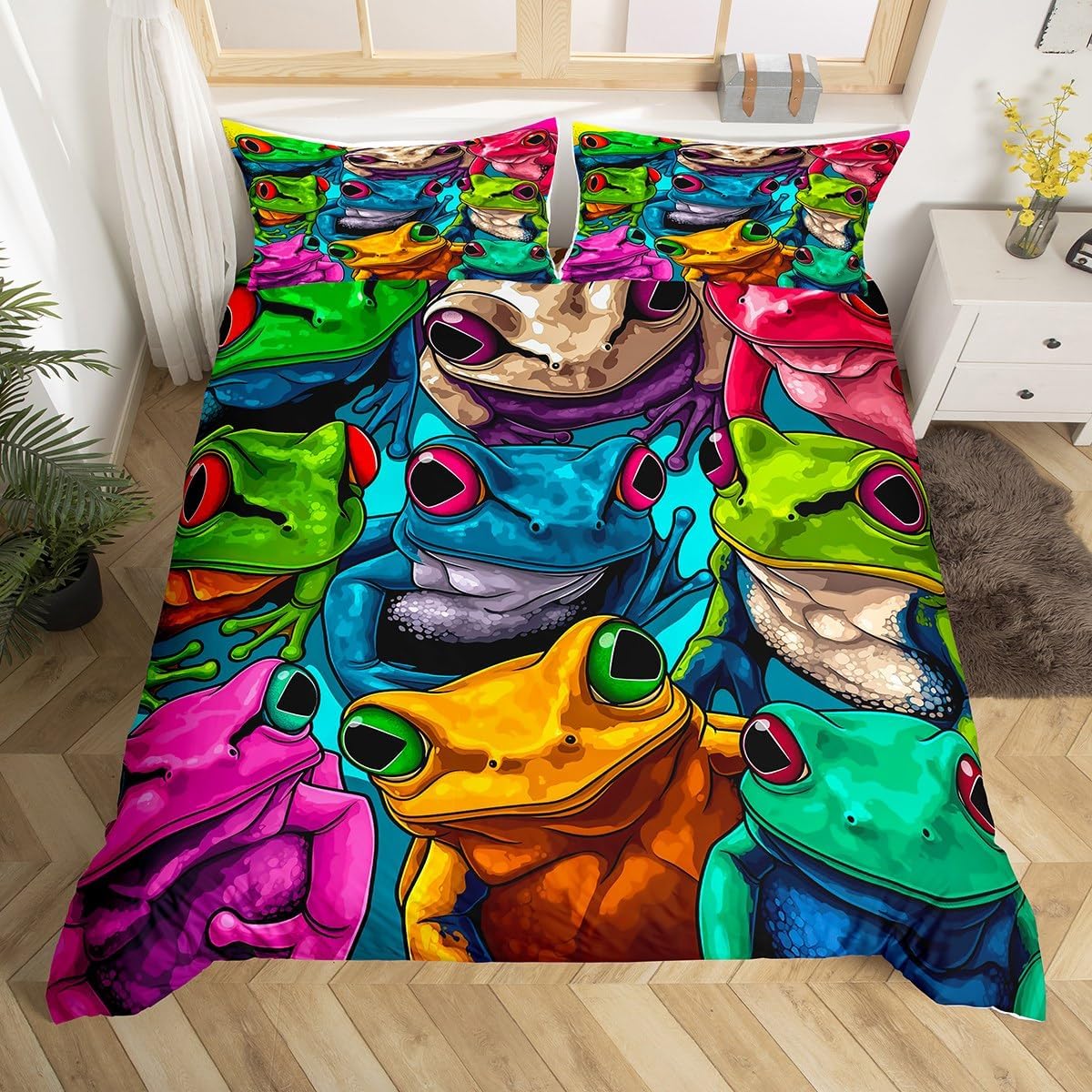 Erosebridal Giraffe Toddler Comforter Cover Hippie Graffiti Giraffe Bedding Set for Kids Boys Girls Teen,Colorful Tie Dye Animal Duvet Cover Retro Grunge Wildlife Quilt Cover Room Decor 2 Pcs