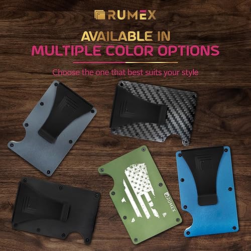 Miniatura 7 de RUMEX Cartera de metal y tarjetero para hombre, cartera delgada antirrobo con bloqueo RFID para hombres, diseño de metal elegante y minimalista,