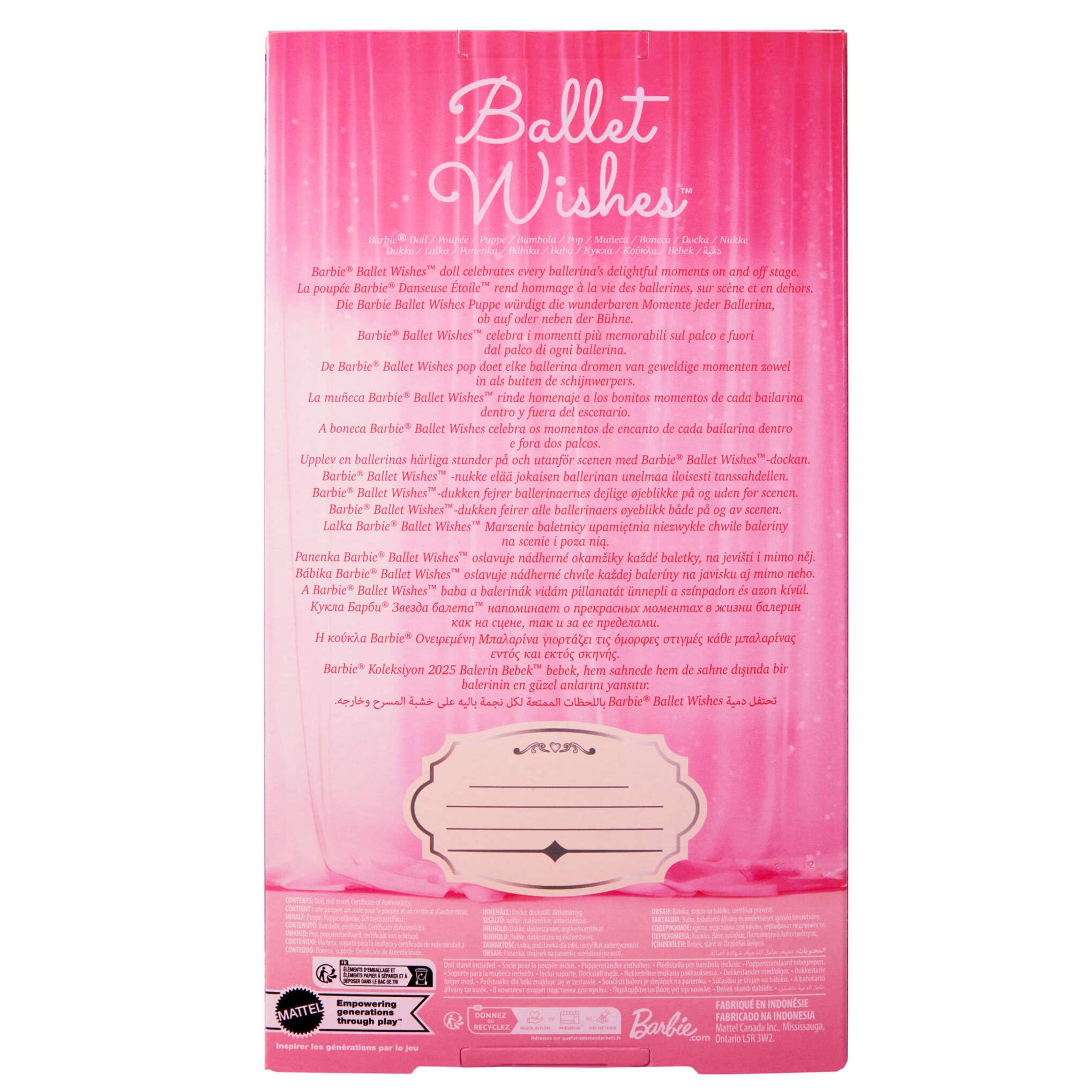 Barbie Signature Ballet Wishes Muñeca rubia con tutú rosa