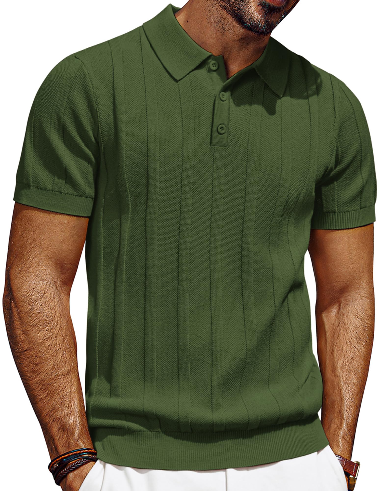 PJ PAUL JONES Herren Poloshirt Kurzarm Strick Polo T-Shirts mit Knopf Männer Polohemd Golf Shirt