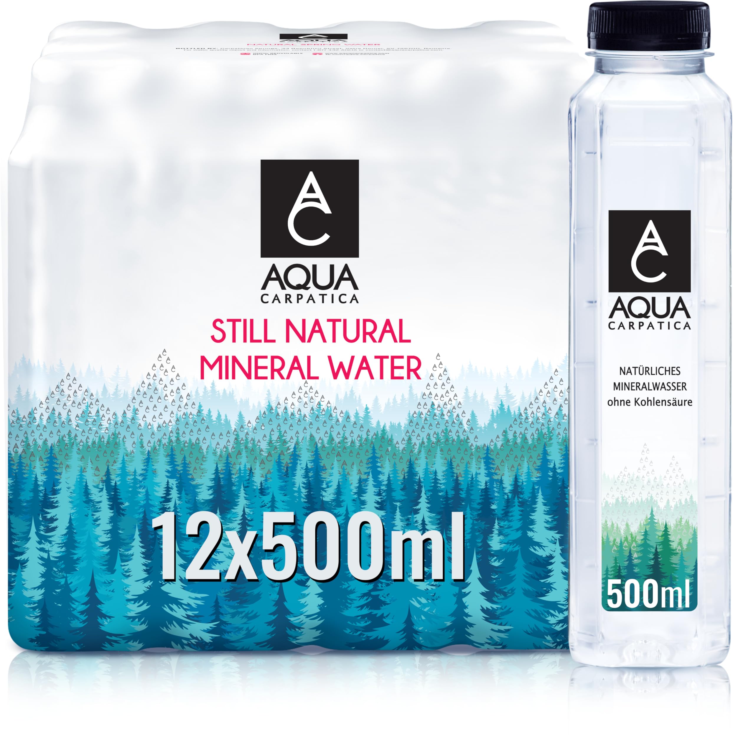 AQUA Carpatica Still Mineral Water, Naturally Alkaline, PET, 12 x 500ml