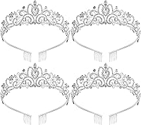 Vista 34 de Corona de princesa para mujer, tiaras de reina de cristal para niñas, accesorios para el cabello de novia, regalos para cumpleaños, boda