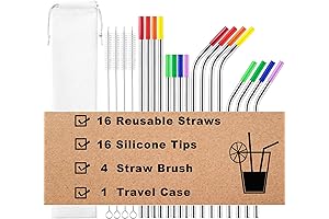 Reusable Stainless Steel Straws - Pack of 16