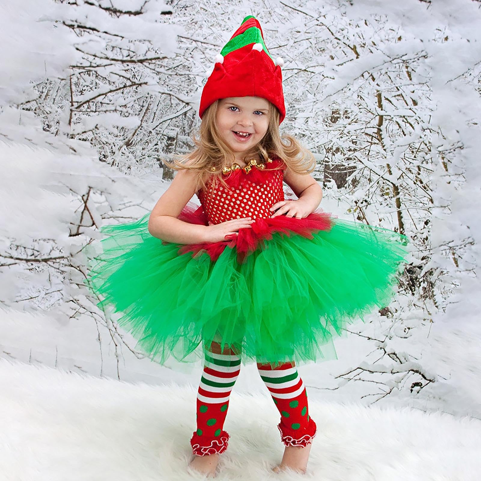 Abito di Natale per bambine Abito senza maniche in tulle da travestimento