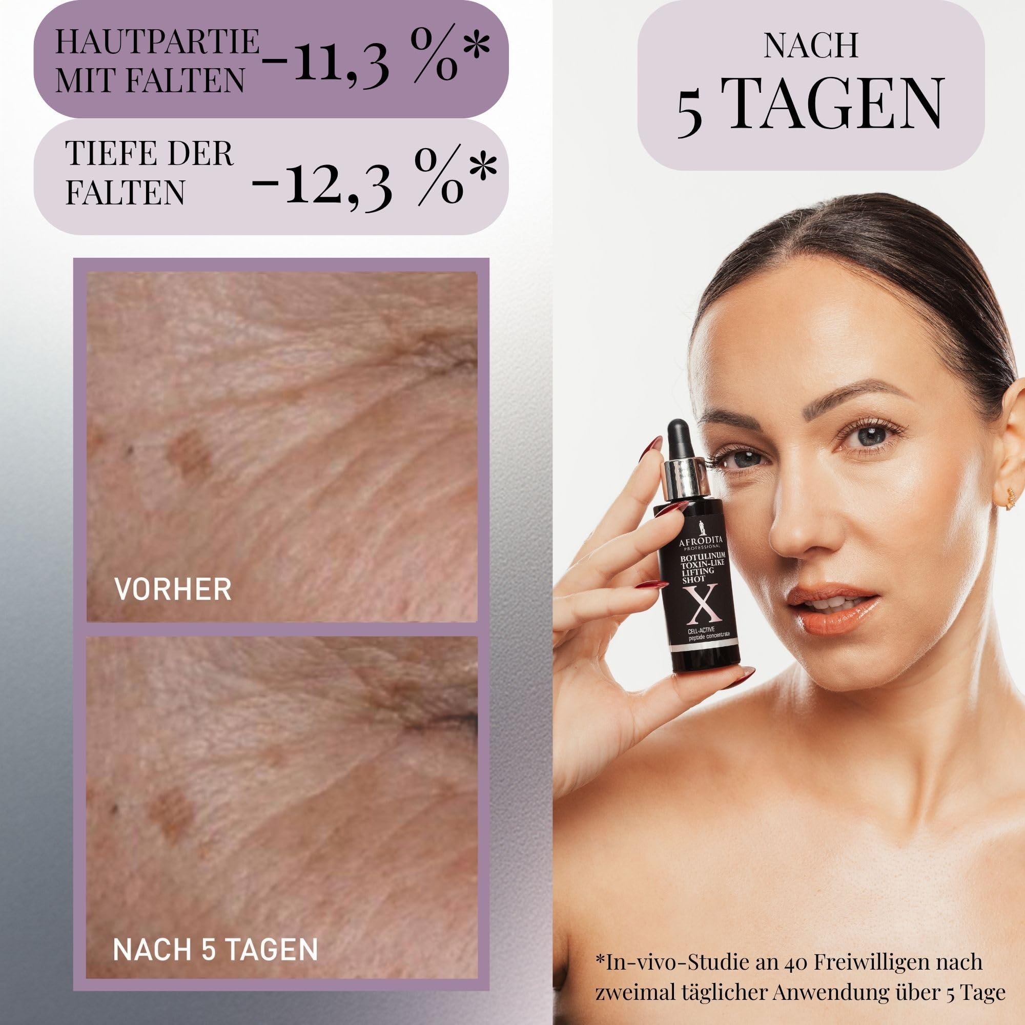 Afrodita Professional Botulinum Toxin-Like X Lifting Shot Peptid-Gesichtsserum gegen Mimikfalten Anti-Aging Lifting Konzentrat für glattere straffere Haut 30 ml