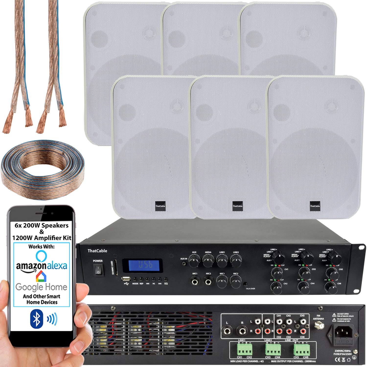 Buy 1200W Multi Zone Bluetooth Sound System 6 Channel HiFi Matrix