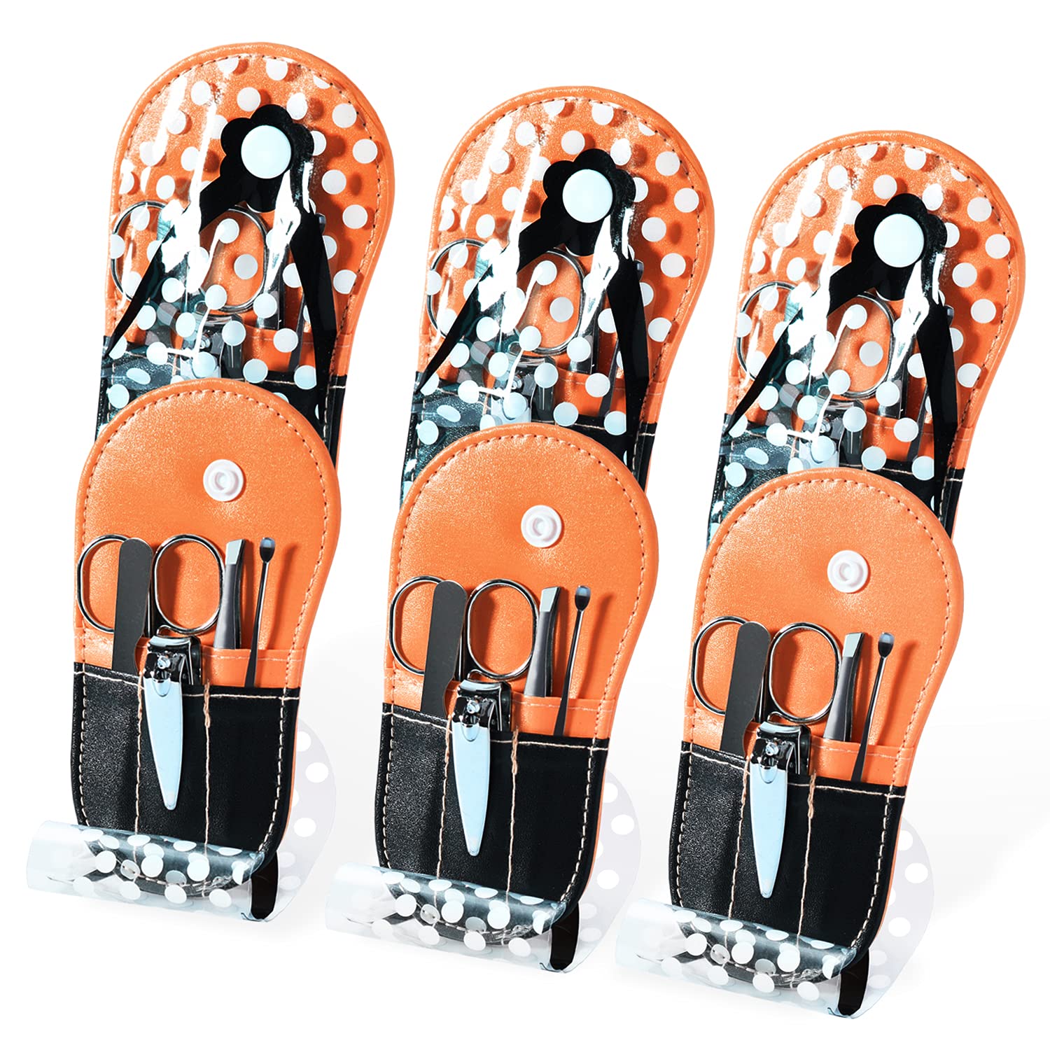 Polka Dot Flip Flop Manicure Sets Personal Care Tools Manicure Kit 6 counts Orange