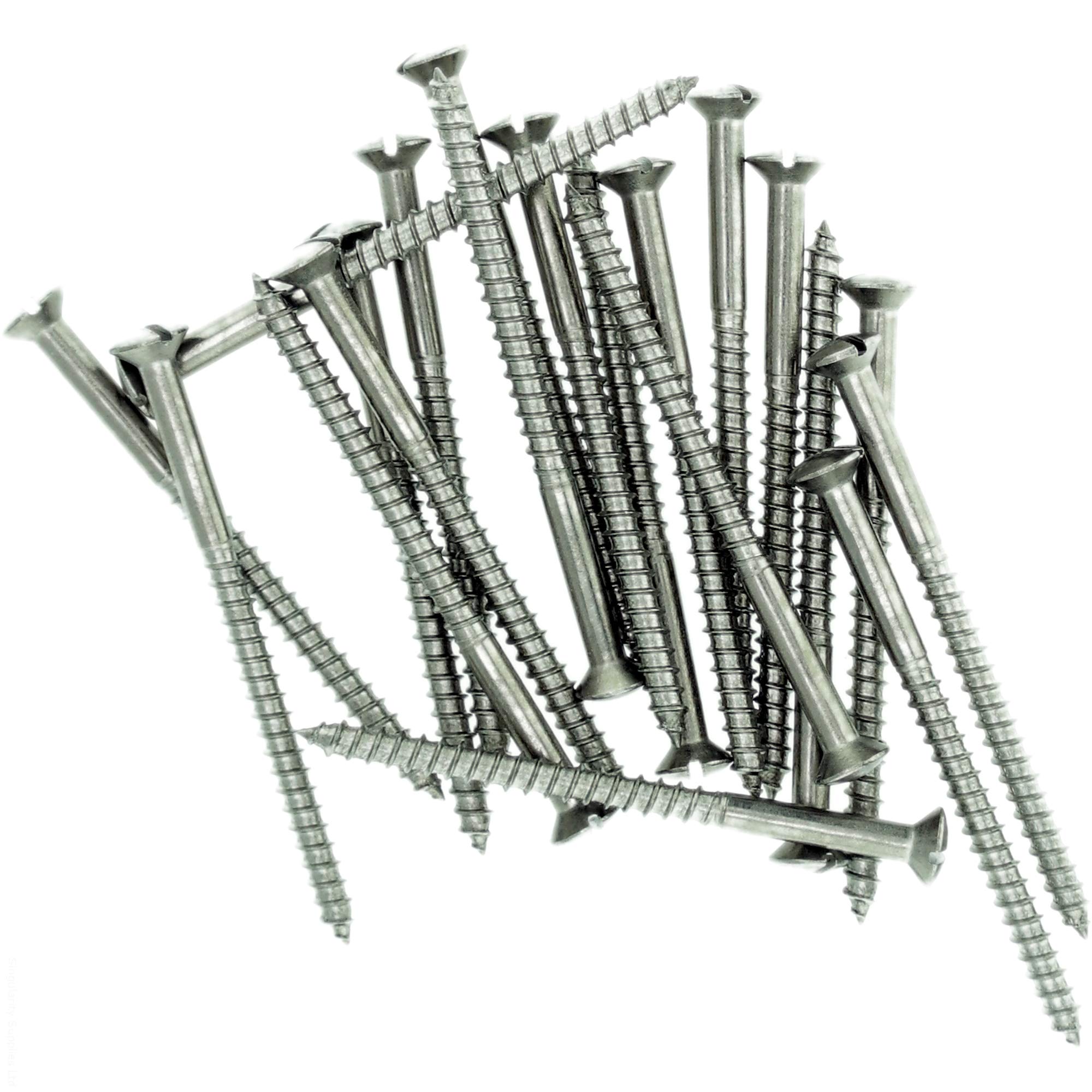 Singularity Supplies No.10 X 0.78 (5.0Mm X 20Mm) Slot Raised Countersunk Wood Screw - Stainless Steel (A2) (Pack Of 20)