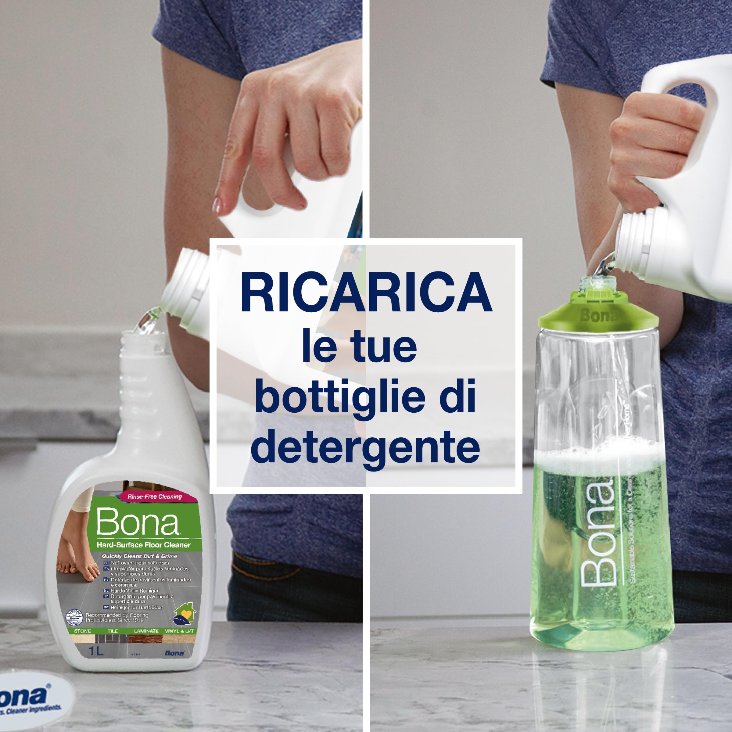 Bona detergente per pietra, piastrelle e laminato 4 L, floor cleaner detergente, detersivo, prodotto per laminato, cartiucca di ricarica, pulizia linoleum, pulifuga