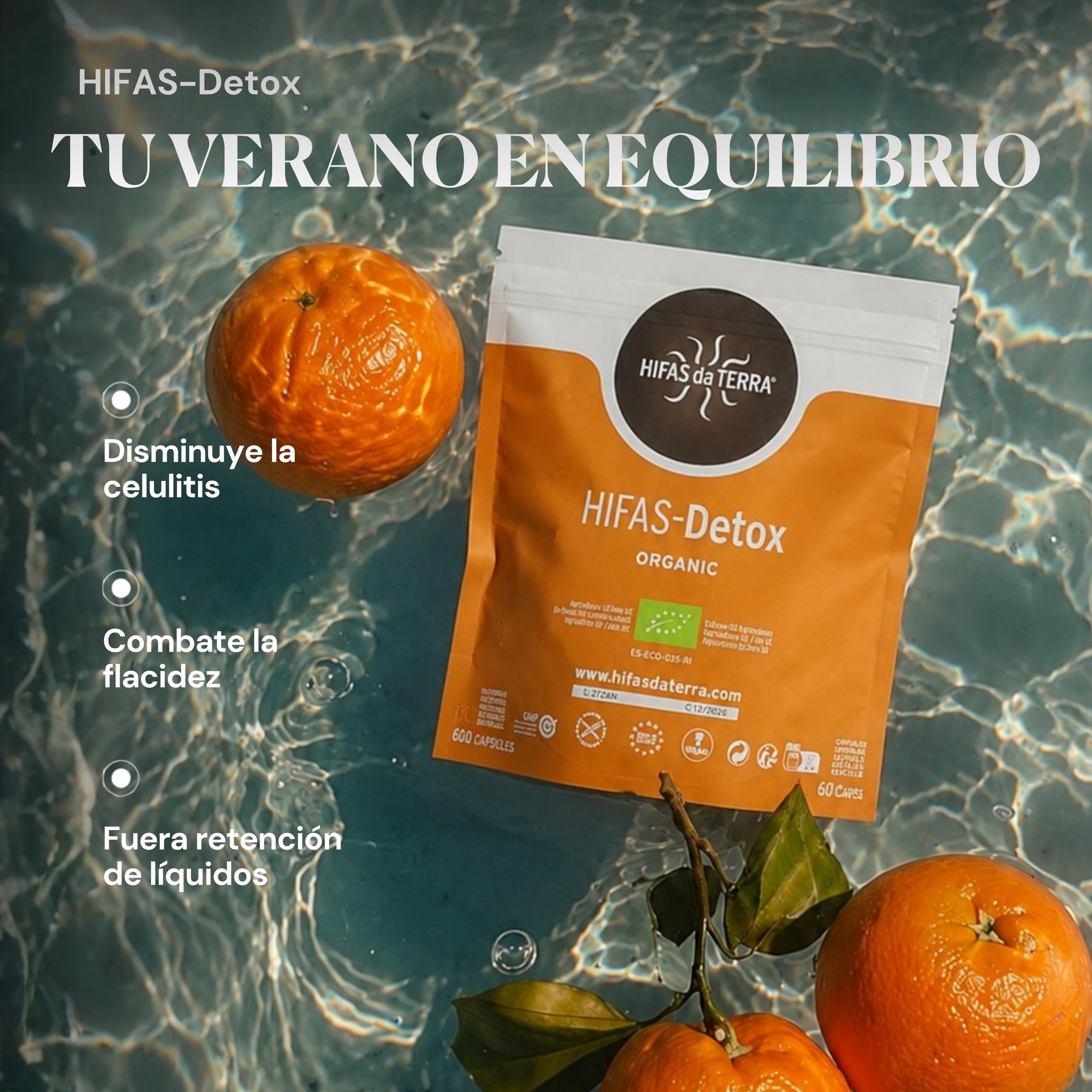 HIFAS DA TERRA - HIFAS-Detox Extractos de Hongos Puros de Maitake, Polyporus y Vitamina C para Combatir el Estrés Oxidativo - Refill 60 cápsulas
