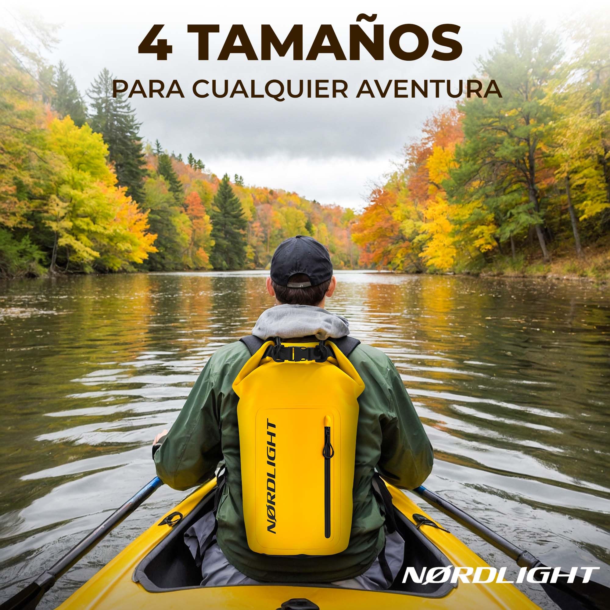 Nordlight Bolsa Estanca Impermeable + Funda para Móvil, Cierre Enrollable, Correa para Hombro | Drybag Mochila Impermeable Saco Estanco Bolsa de Transporte Náutica | Playa Sup - Amarillo, 30 litros