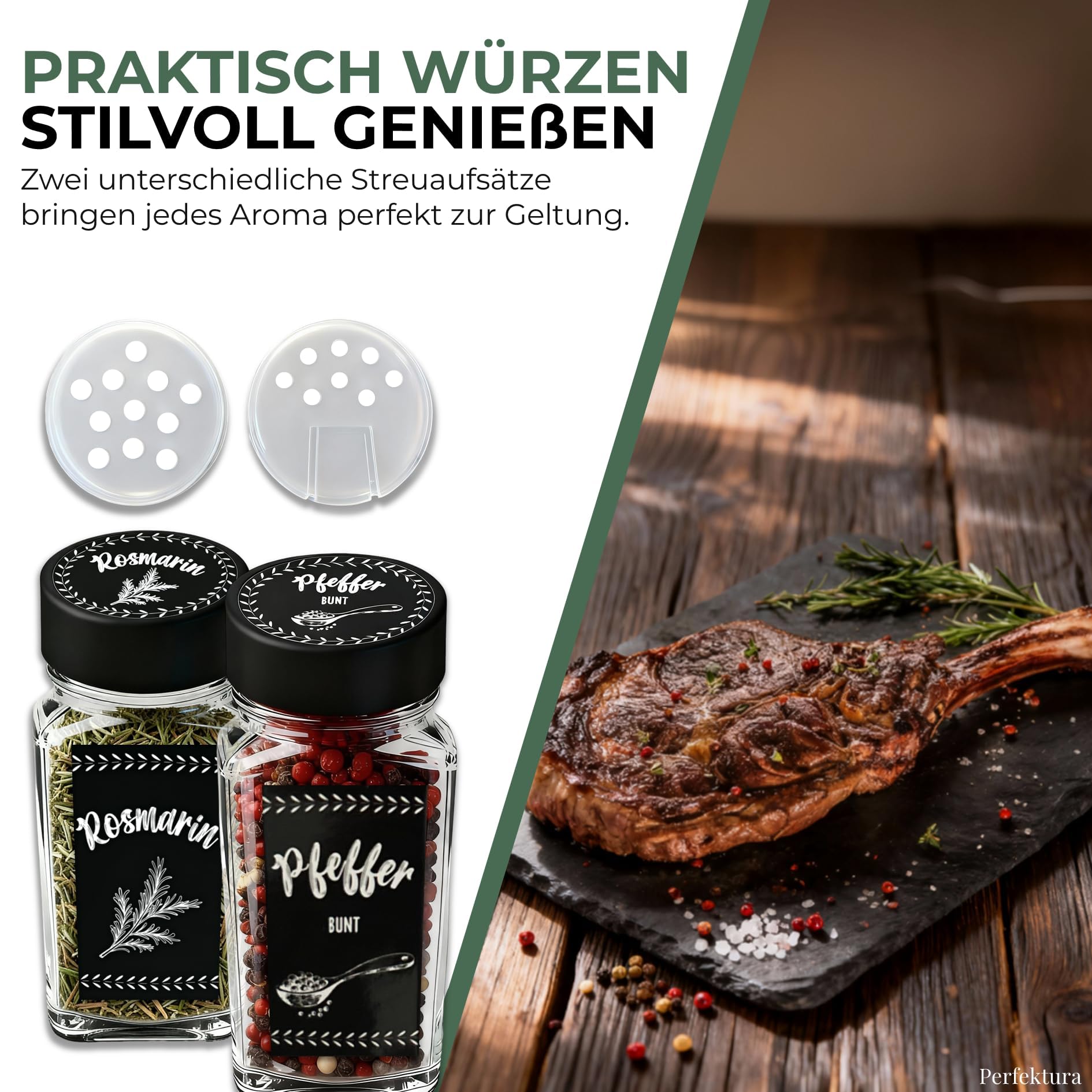Gewürz Organizer Schublade Gewürzregal Schublade - 24 Gewürzgläser mit Etiketten, Premium Schubladen Organizer, ausziehbar & flexibel einstellbar