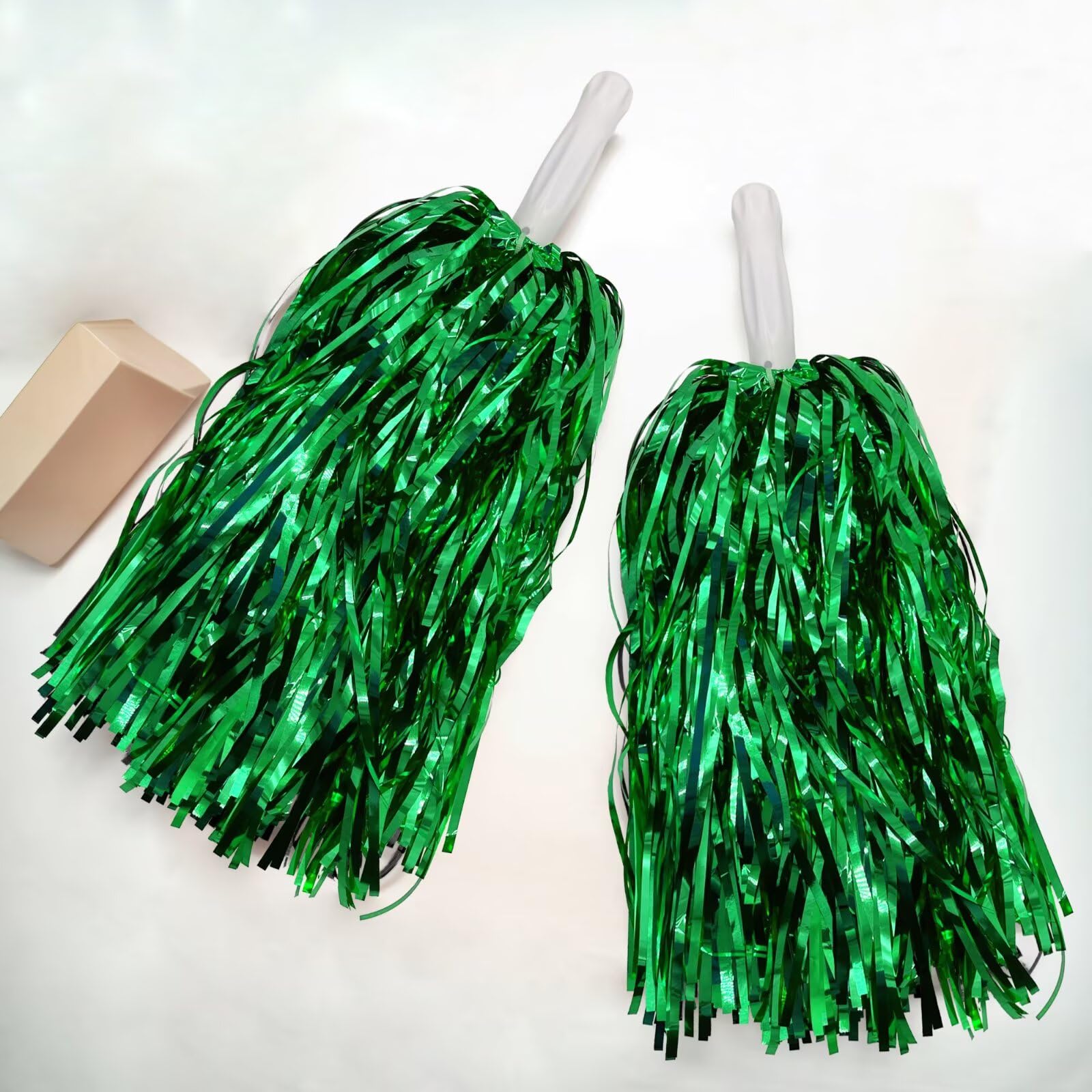 2 pompones negros de animadora de papel metálico para escuadrones deportivos, bailes, fiestas, fútbol, baloncesto, celebración de actuaciones espirituales — view 15