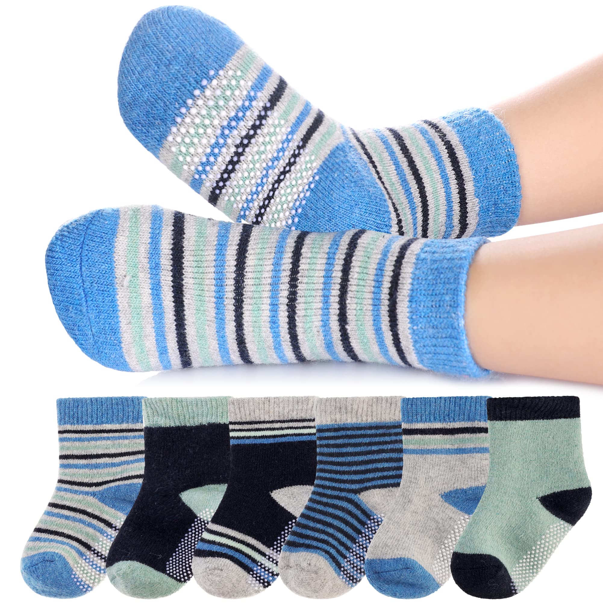 6 Pairs Baby Boy Girl Non Slip Socks Child Toddler Winter Thick Soft Wool Kids Warm Socks with