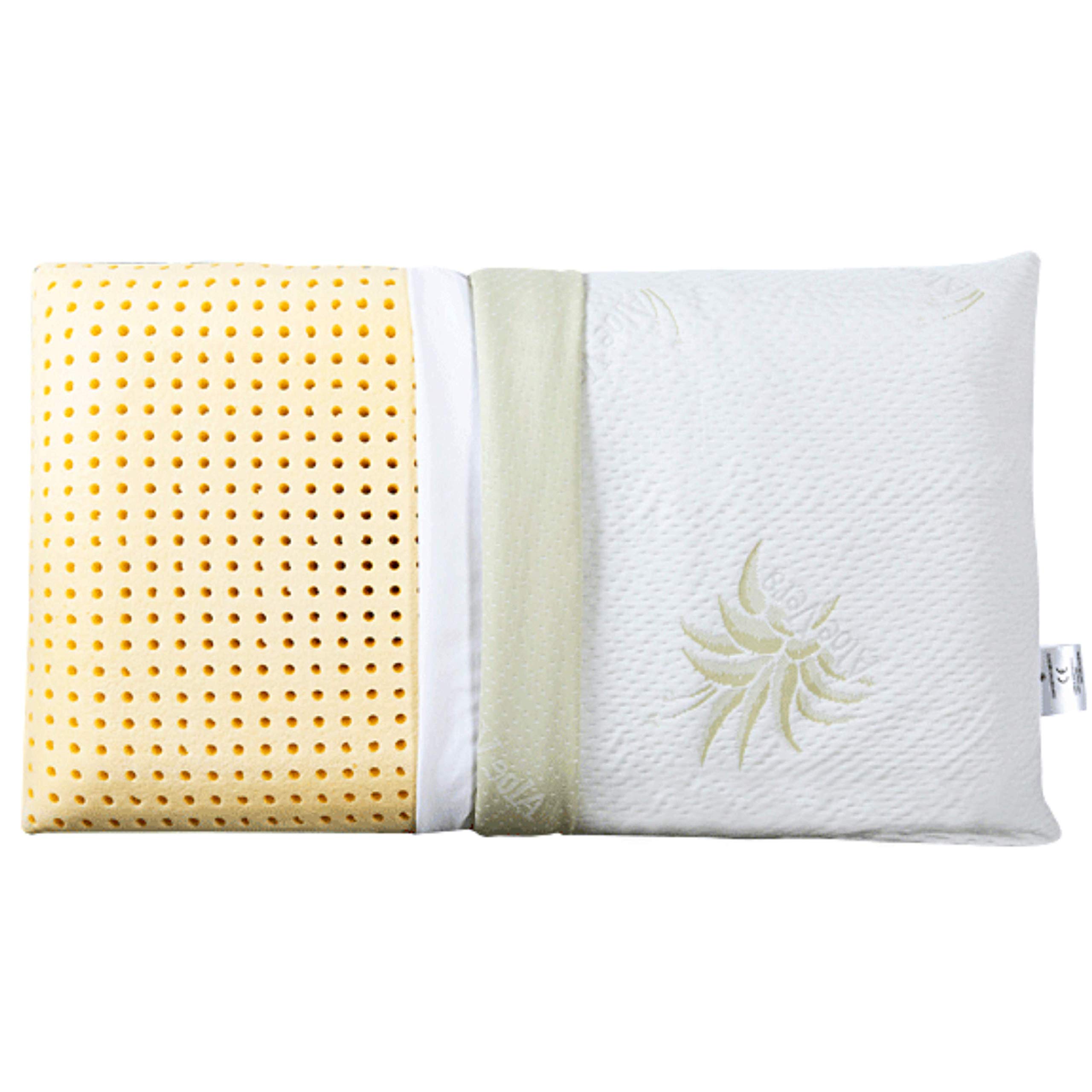 EVERGREENWEB - Memory Foam Pillow 40x70 High 12 cm Double Cover Aloe Vera and Cotton Removable for Cervical Spine and Neck, Pain, Hypoallergenic, Anti dust mite