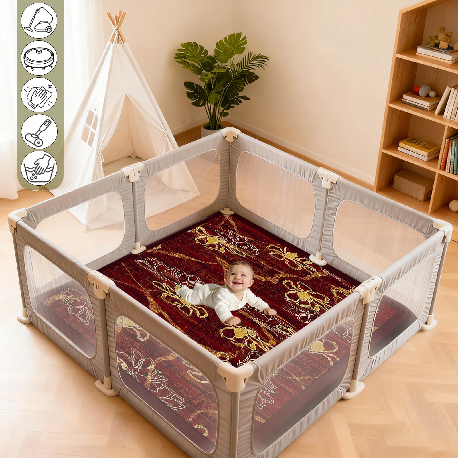 Tappeto Gioco per Bambini e Neonati Tappetino per Gattonare per la cameretta del Bambino Extra Spesso 2 CM per Creare Un'area di Gioco Sicura per i più Piccoli 50 x 180cm