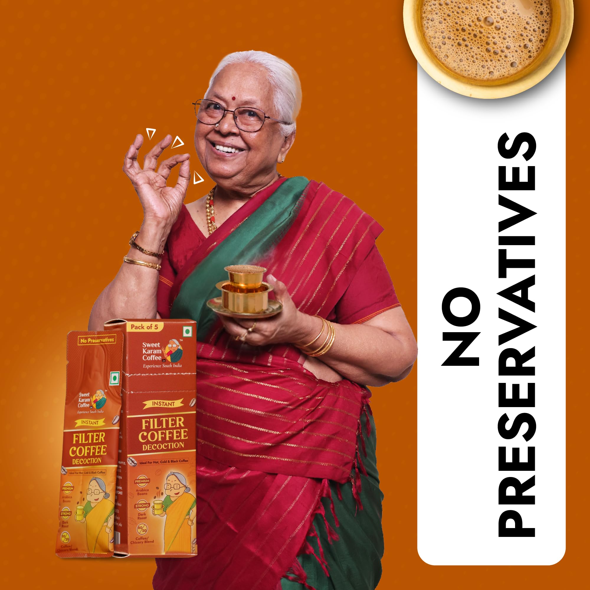 Sweet Karam Coffee Instant Filter Coffee Decoction Liquid - 75 ml (Pack of 1) | Authentic South Indian Dark Roast Premium Arabica Liquid | Ideal for Hot, Cold & Black Coffee | Ready-to-Use Sachets 3