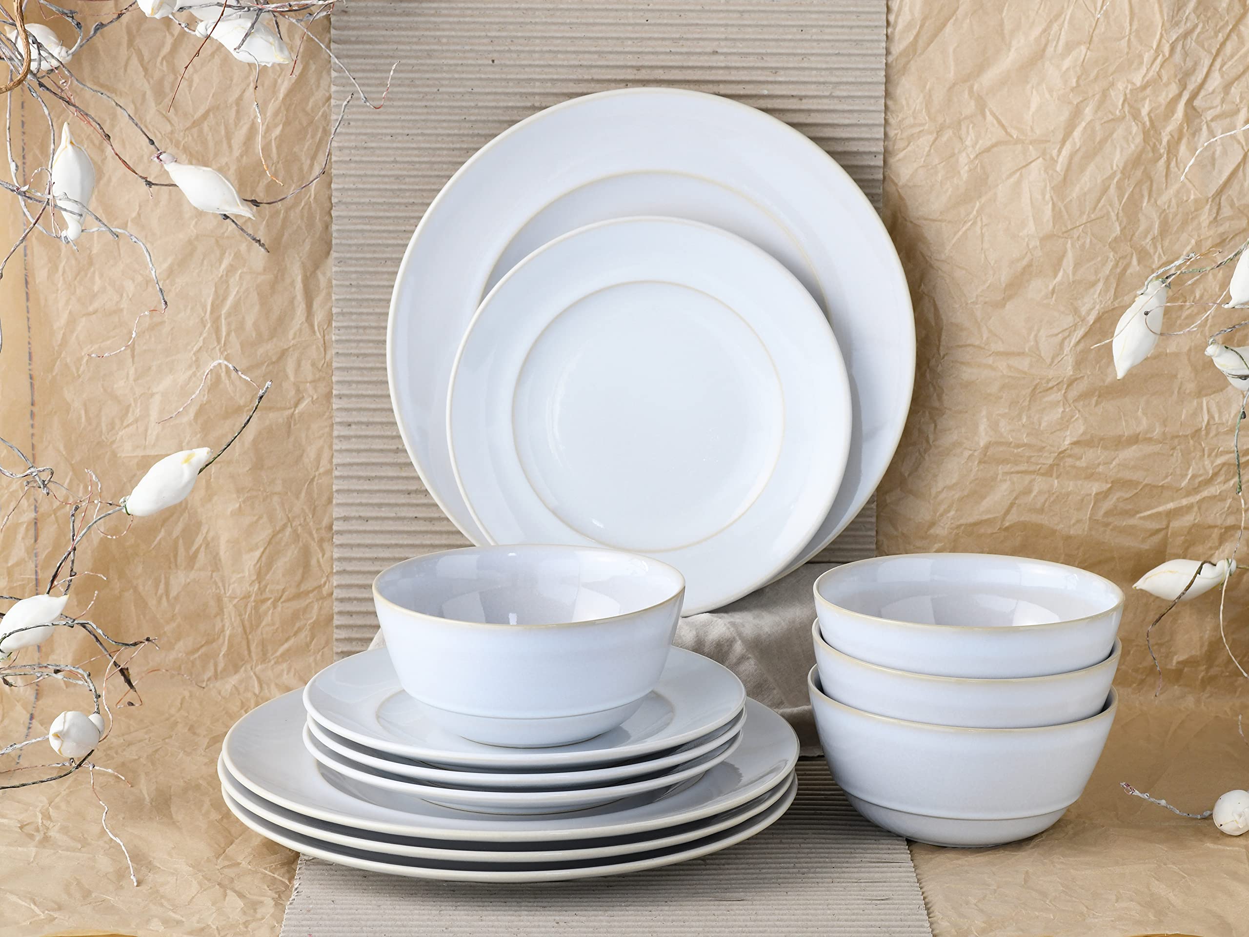 CreaTable, 23670, seria ANTIQUE offwhite, zestaw naczyń, zestaw talerzy 12-częściowy