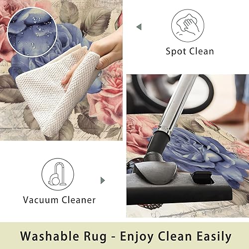 Miniatura 3 de Area Rugs - Alfombra lavable de 5 x 7 pulgadas, diseño de flores rosas con mariposa, alfombra suave y delgada, antideslizante, para interiores, no