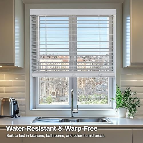 Miniatura 9 de CHICOLOGY Persianas de madera sintética, persianas de madera, cortinas de ventana, tratamientos de ventana, persianas y persianas, persianas para el