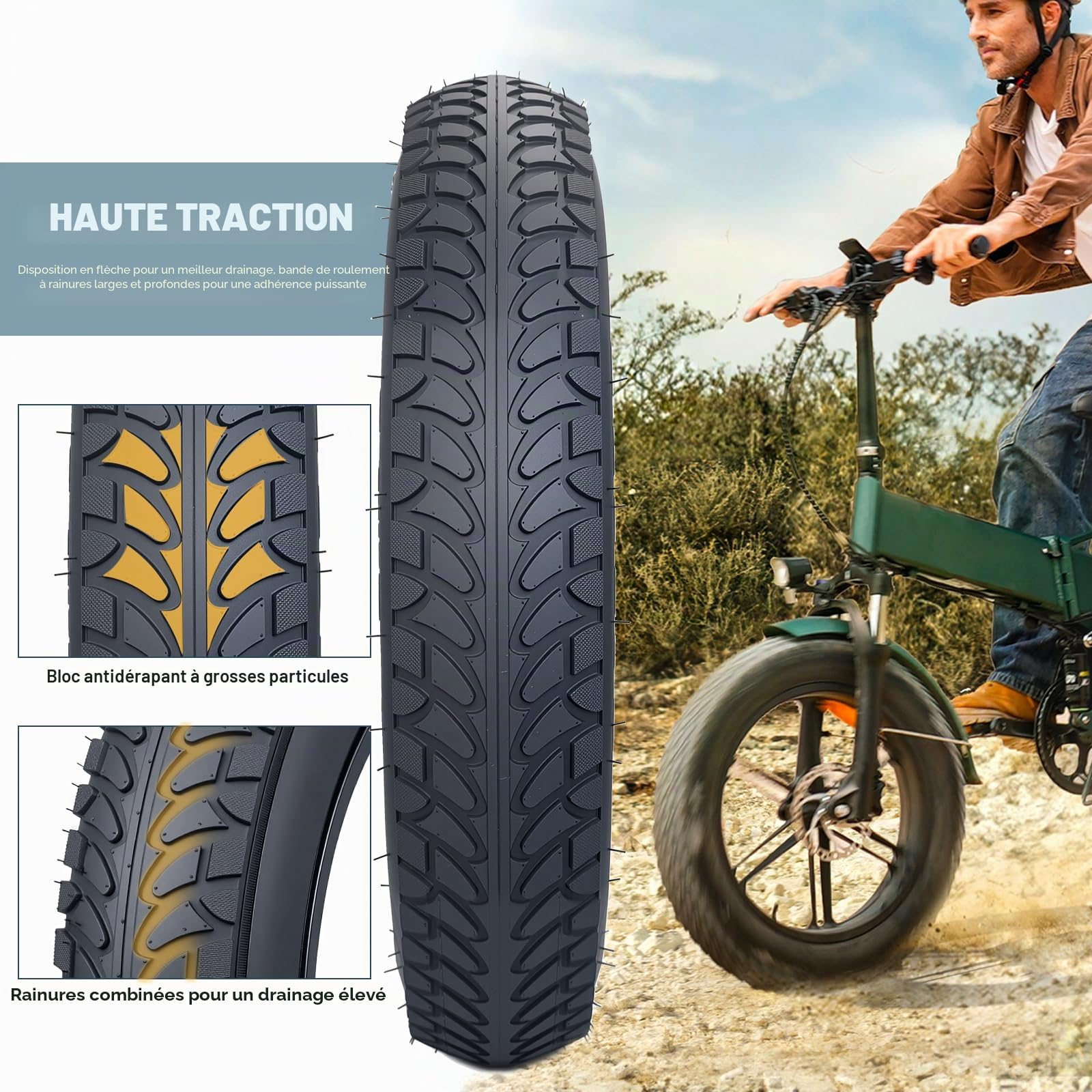 Pneu ZUKKA 16x3,0 pour vélo électrique et Fat Bike, 16 Pouces, 80-305, pour vélo électrique, Scooter électrique
