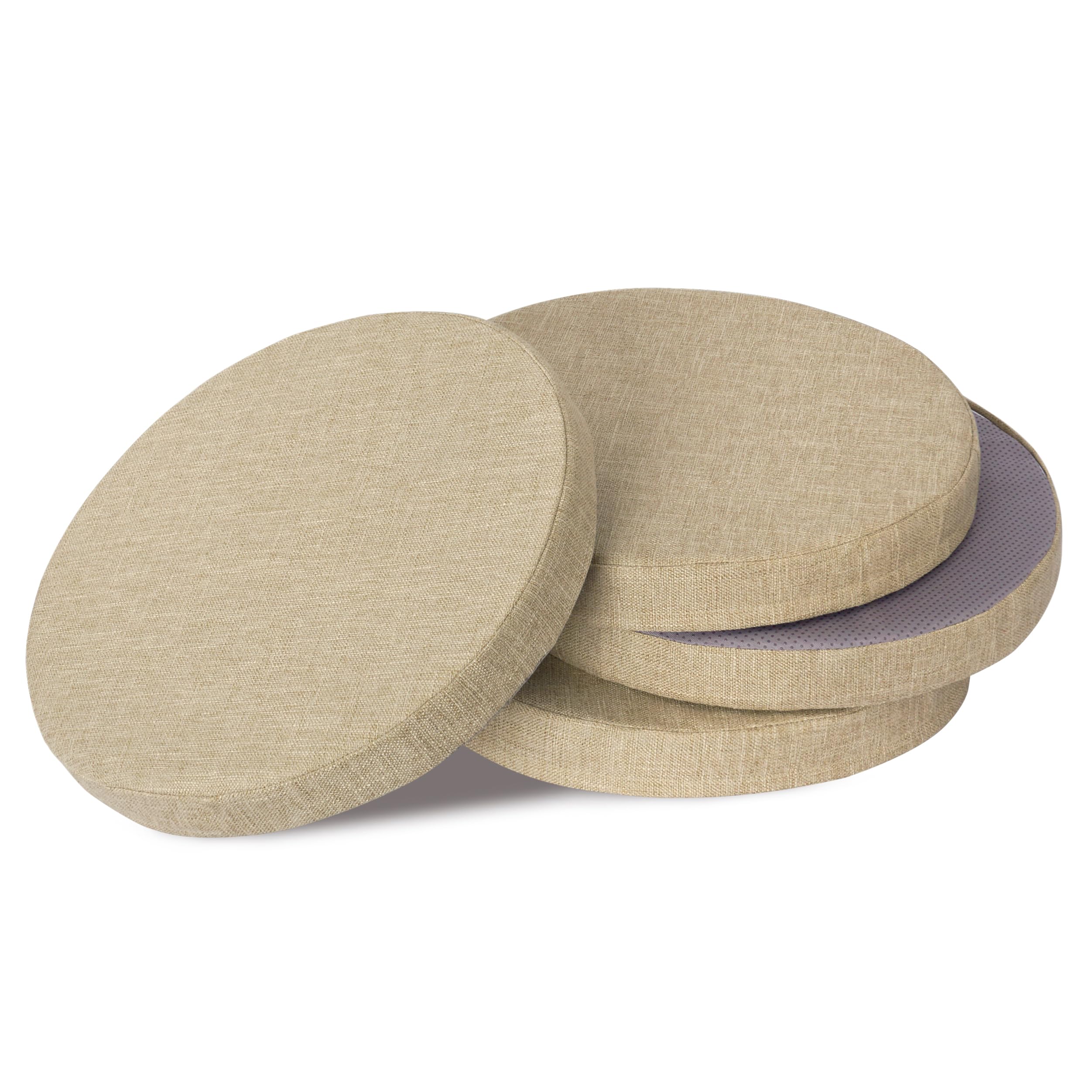 OVOV Round Chair Cushions for Dining Chairs 2 Pack Extra Thick Seat Cushion Circle Chair Pads with Removable Cover and Non Slip Bottom Beige (16x16 Inch) — view 15