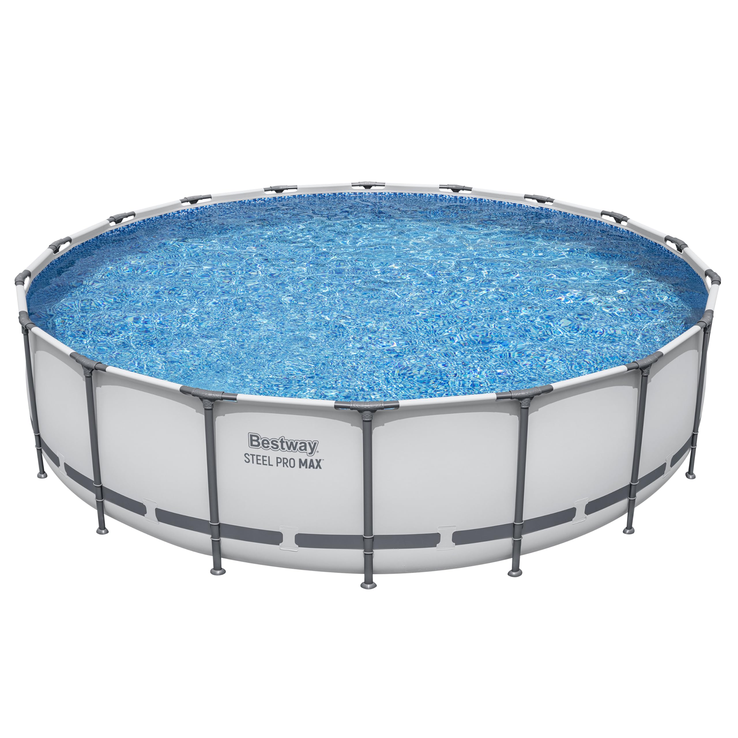 Bestway Steel Pro MAX Frame Pool Komplett-Set mit Filterpumpe Ø 549 x 122 cm, lichtgrau, rund