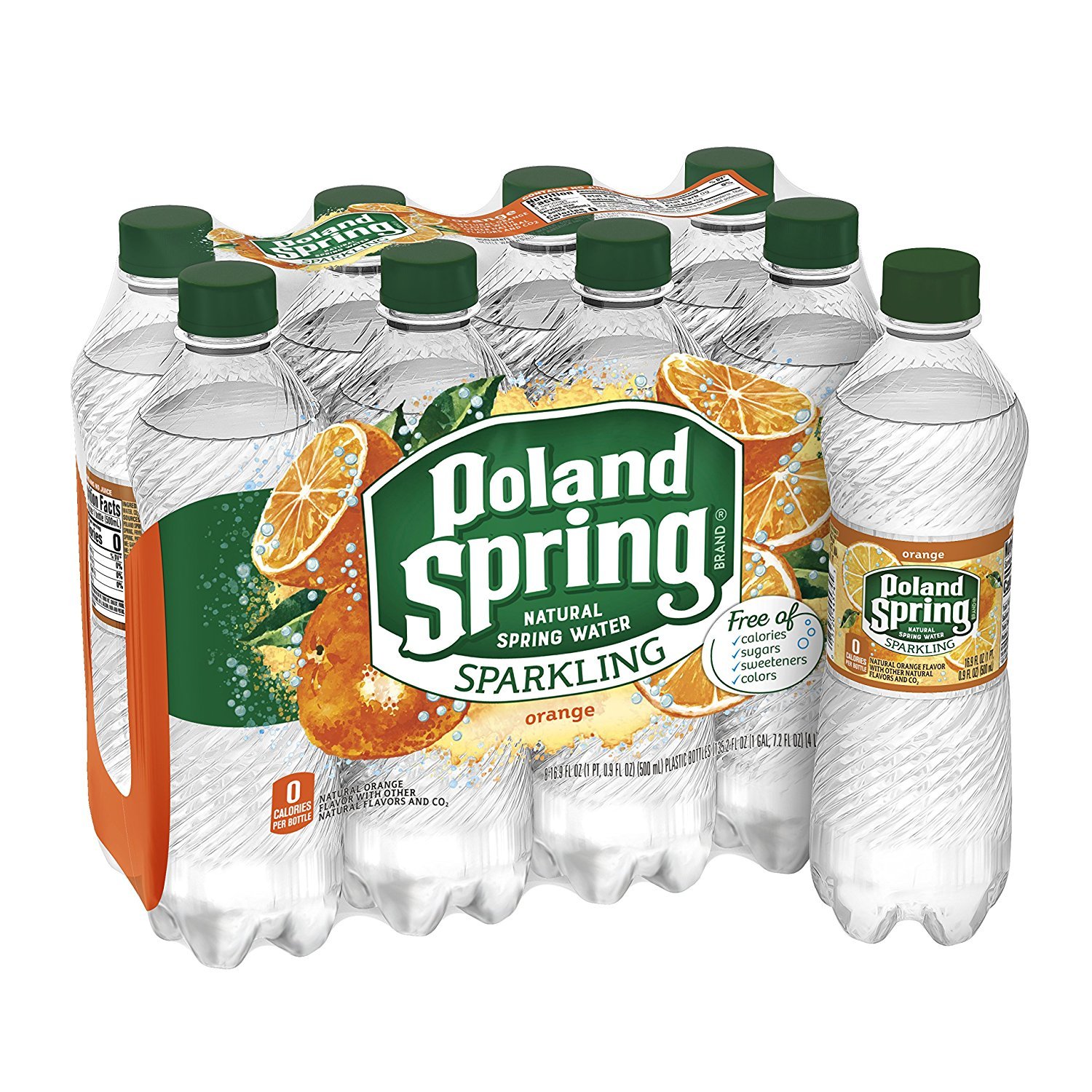 Poland Springs Orange Sparkling Water, 16.9 Ounce -- 24 per case.