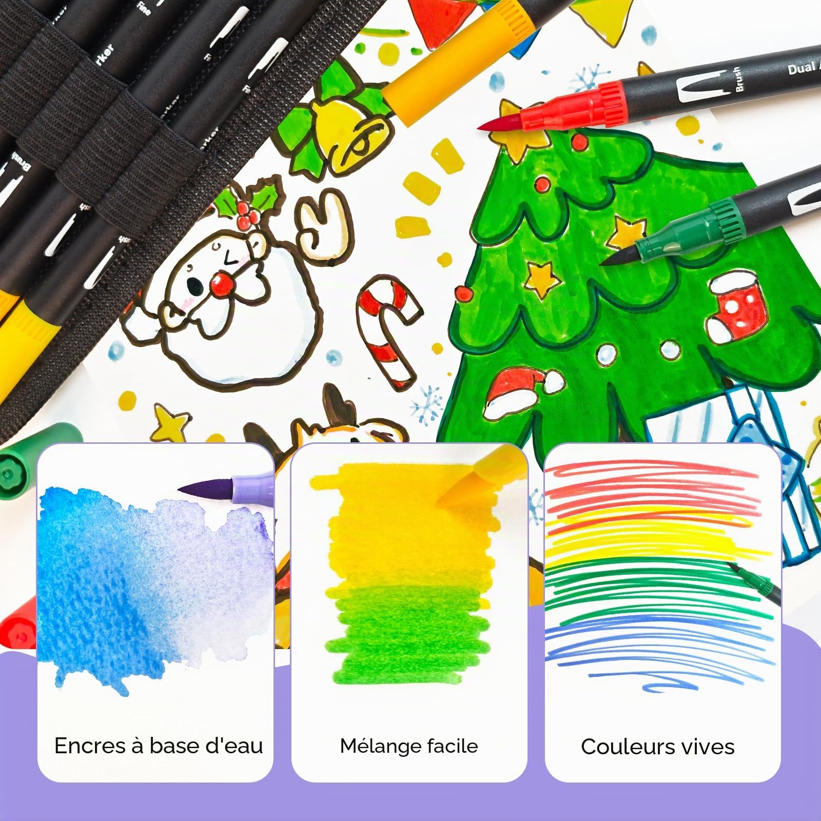Artecho 168 marqueurs à double pointe pour livres de coloriage pour adultes avec sac