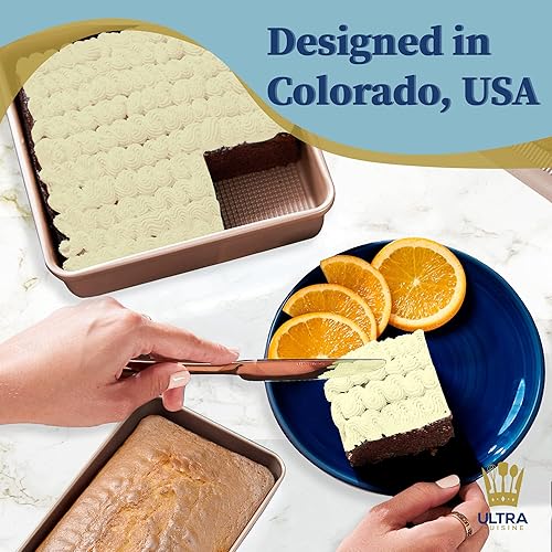 Miniatura 8 de Ultra Cuisine Molde cuadrado antiadherente para tartas, horneado y asado uniforme, fácil de limpiar, calidad duradera, textura resistente a la