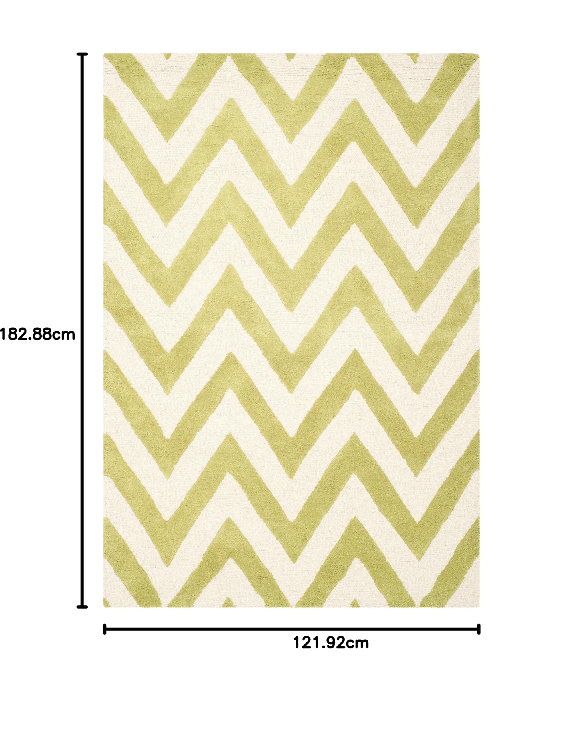 SAFAVIEH Tapis Moderne pour Salon, Salle à Manger, Chambre à Coucher - Cambridge Collection, Tapis à Poil Court, Vert et Ivoire, 122 X 183 cm