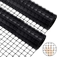 Windyun 2-Pack Black Plastic Mesh Fence Netting 200ft Total (2ft x 100ft Rolls) - Garden Animal Barrier for Poultry, Chickens, Dogs, Deer