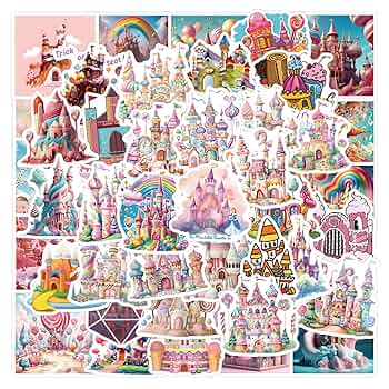Amazon.com: 55Pcs Cartoon Candy Castle Themes Waterproof