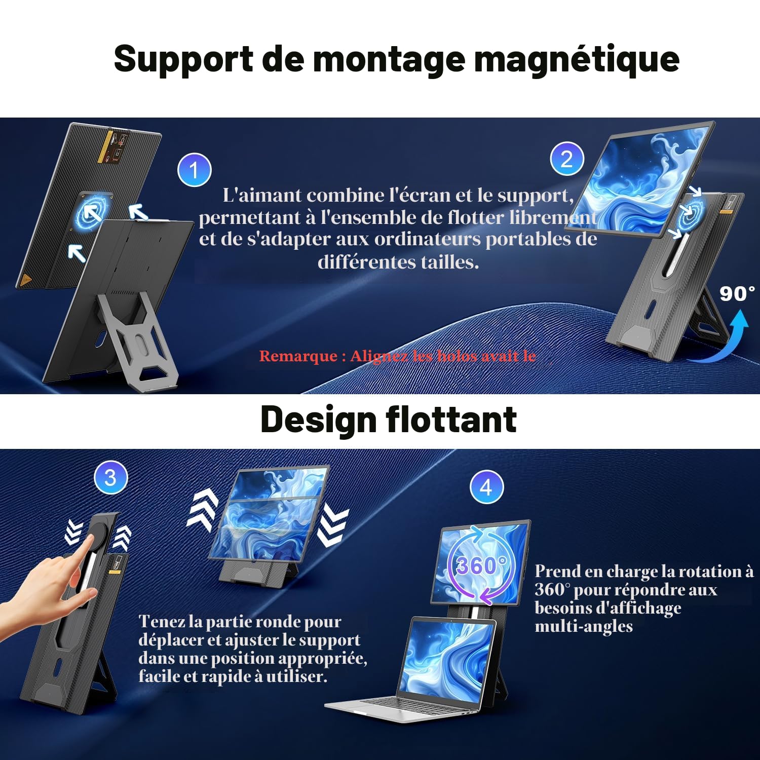 Teamgee Écran Portable 16,1" FHD 1200P IPS Con Soporte Magnético 360° de Altura Ajustable, Pantalla Dual Ultra Delgada Para Mac/Windows/Chrome (Portátiles 13-17.3"), Montaje VESA