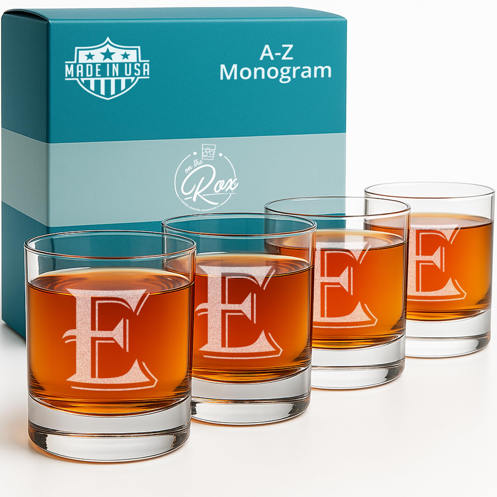 4 piezas de 11 oz grabado Heavy Base rocas gafas elegante vidrio uso como un multiusos bebidas cristal o como un rocas vidrio regalo perfecto para cualquier especial occasion- por: sobre la Rox