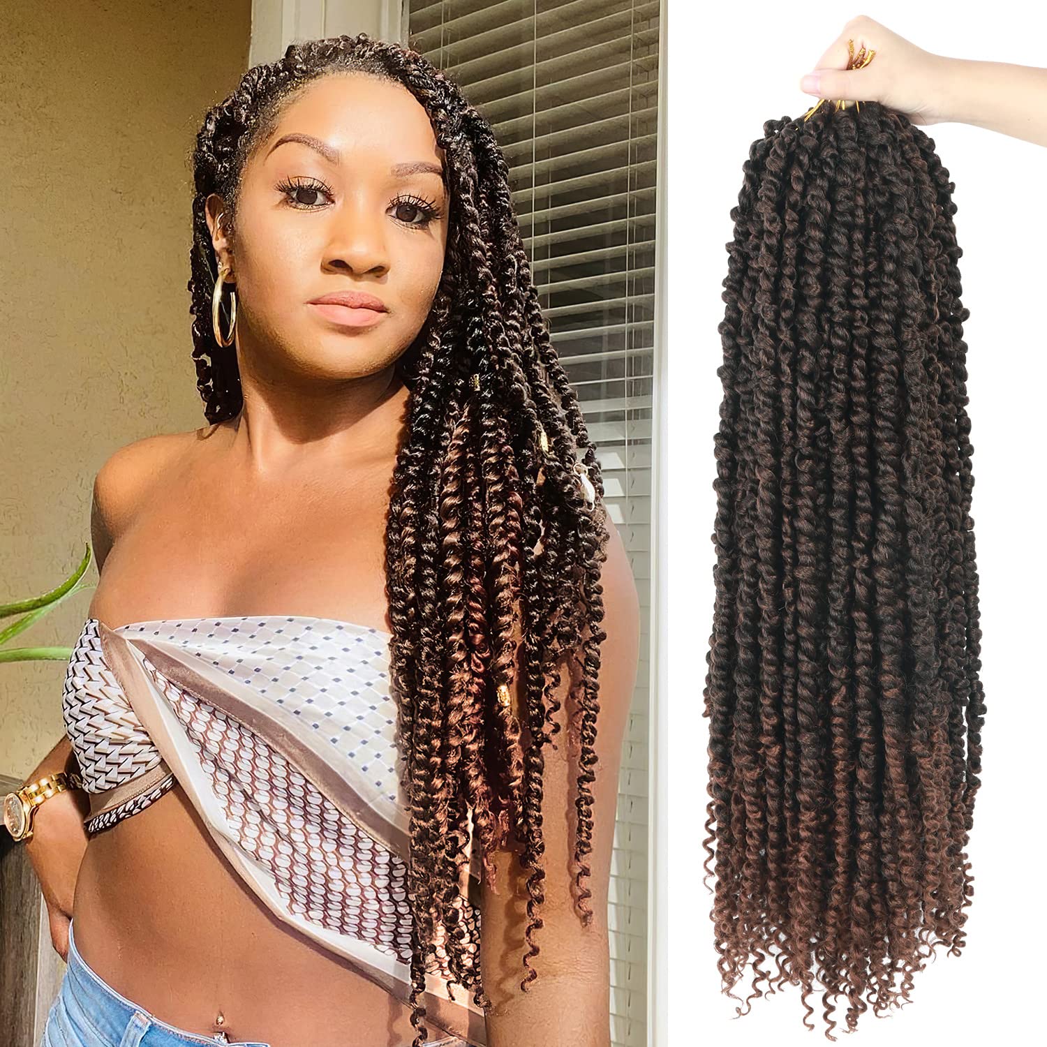 BileafPassion Twist Hair 24 Inch Pre-twisted Passion Twist Crochet Hair, Pre Looped Crochet Passion Twist Bohemian Crochet Braids 8 Packs T30