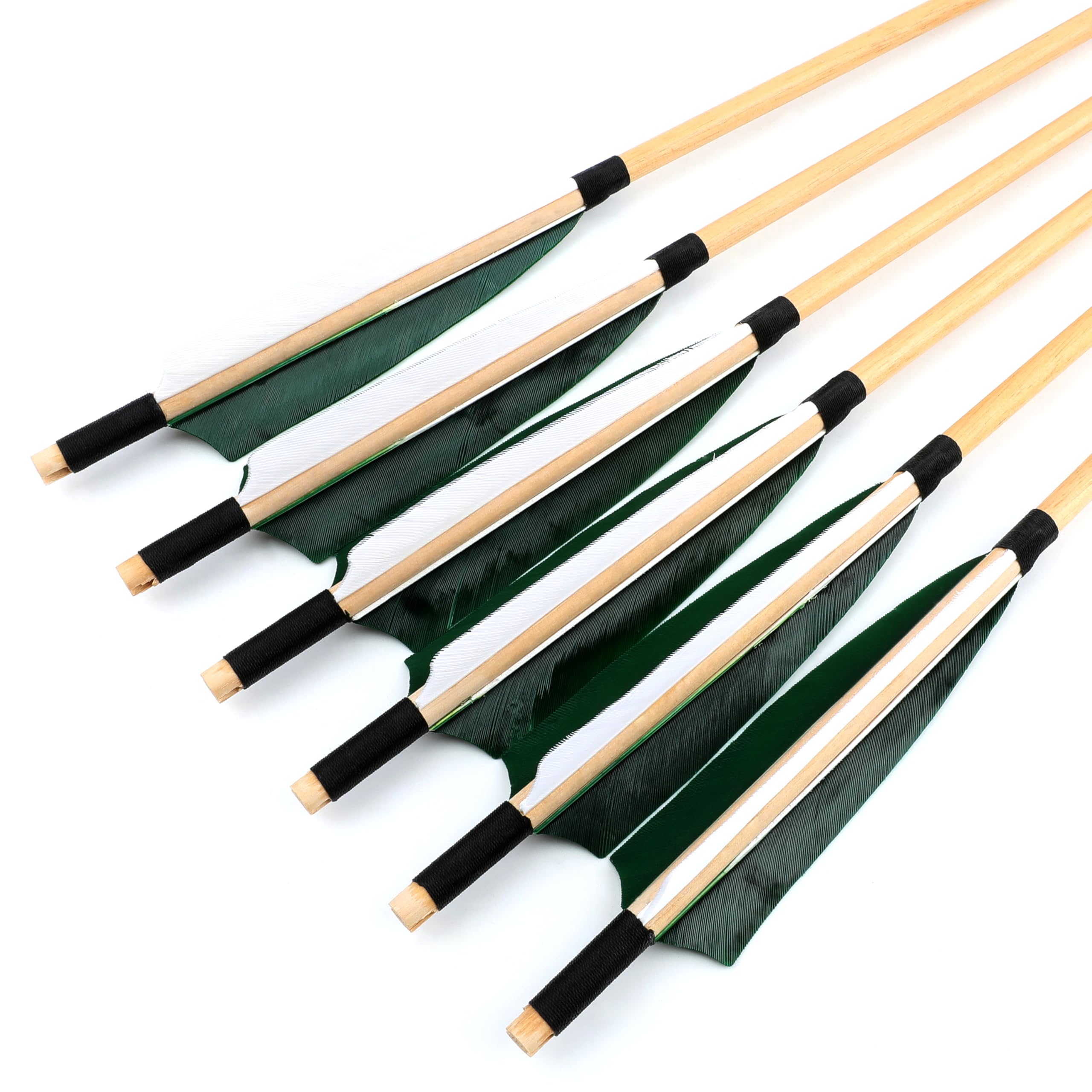 32“ Arco Tradizionale in Legno/bambù frecce da Caccia con 5” Piuma di Tacchino frecce di tiro per Arco ricurvo Longbow Arco Tradizionale 6/12pcs