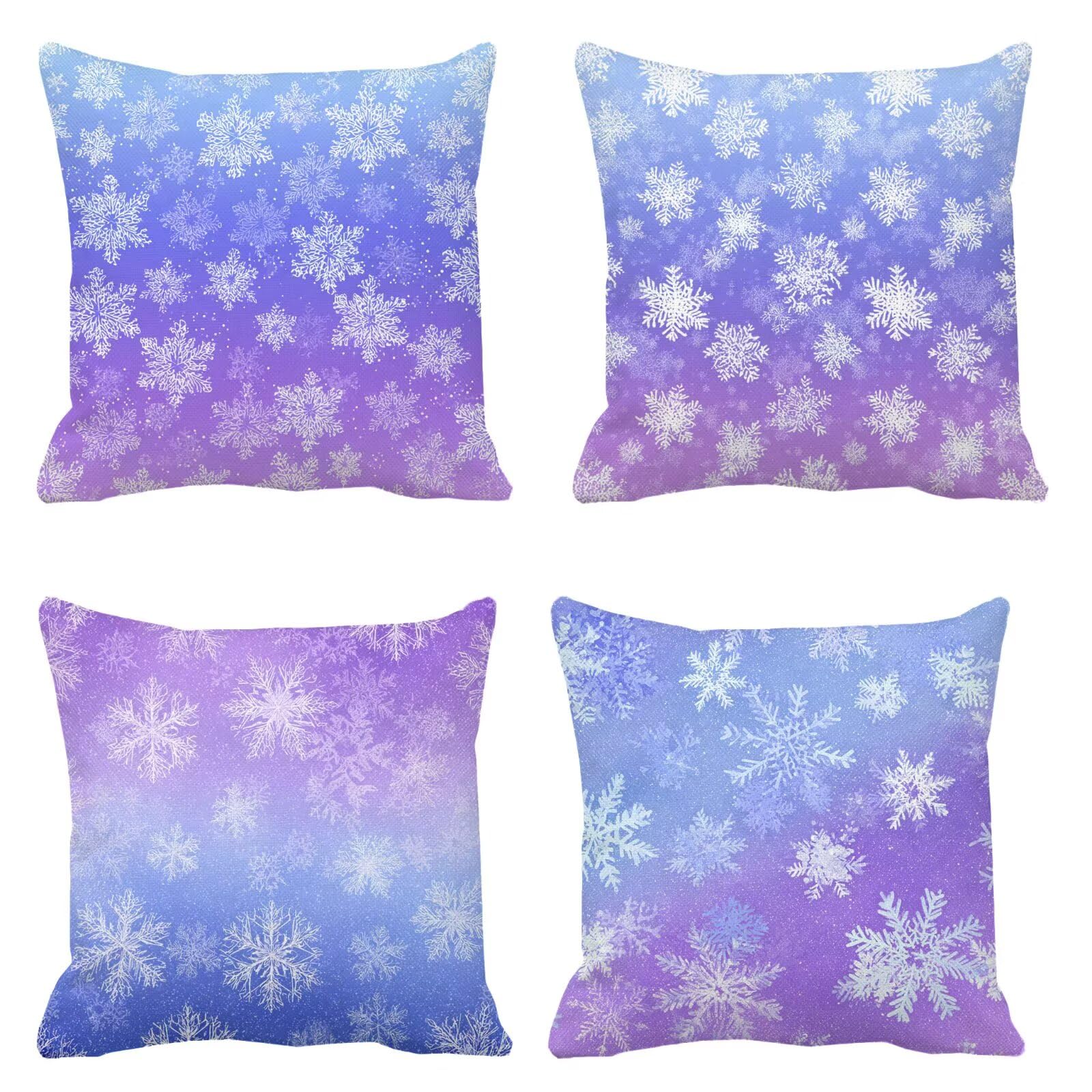 Fiocchi neve Cuscini da Esterno 50x50 Set da 4 Federe Cuscini Divano Violetta Copricuscini Lino Copri Cuscino Divano, Impermeabili Copricuscino, Quadrato Cuscino Decorativo, Moderna Decorazione t-905