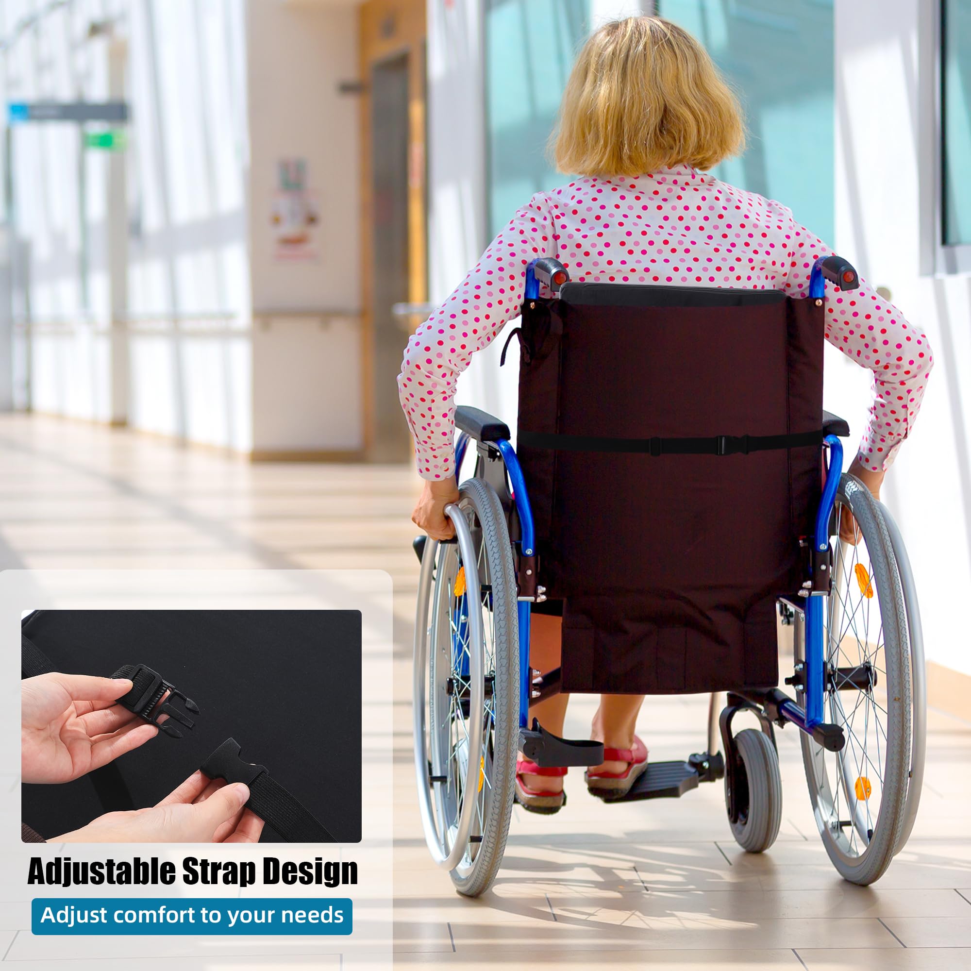 BALAPET Cojín de respaldo para silla de ruedas, cojines de 3.5 pulgadas de grosor para silla de ruedas, diseño ergonómico, almohada lumbar para sentarse durante mucho tiempo, reduce la presión de la