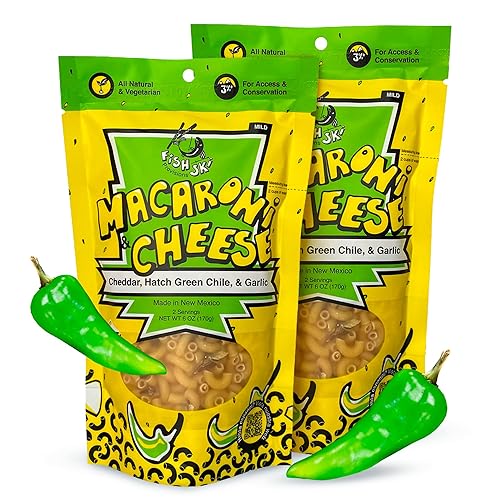 Macarrones y queso FishSki - Paquetes de 6.00 oz hechos con Chile verde Hatch y queso cheddar real (paquete de 2)