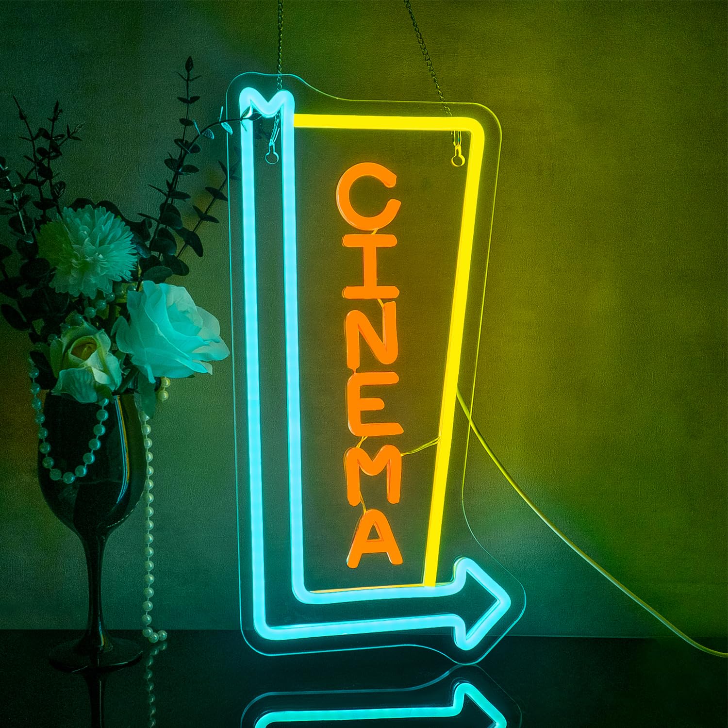 Looklight Cinema Sign Cinema Neon Sign Movie Theater Neon Light Dimmable Letter Led Light For Theater Film Room Bedroom Home Bar Commercial Theater Cinema Decoration Indicating Signs