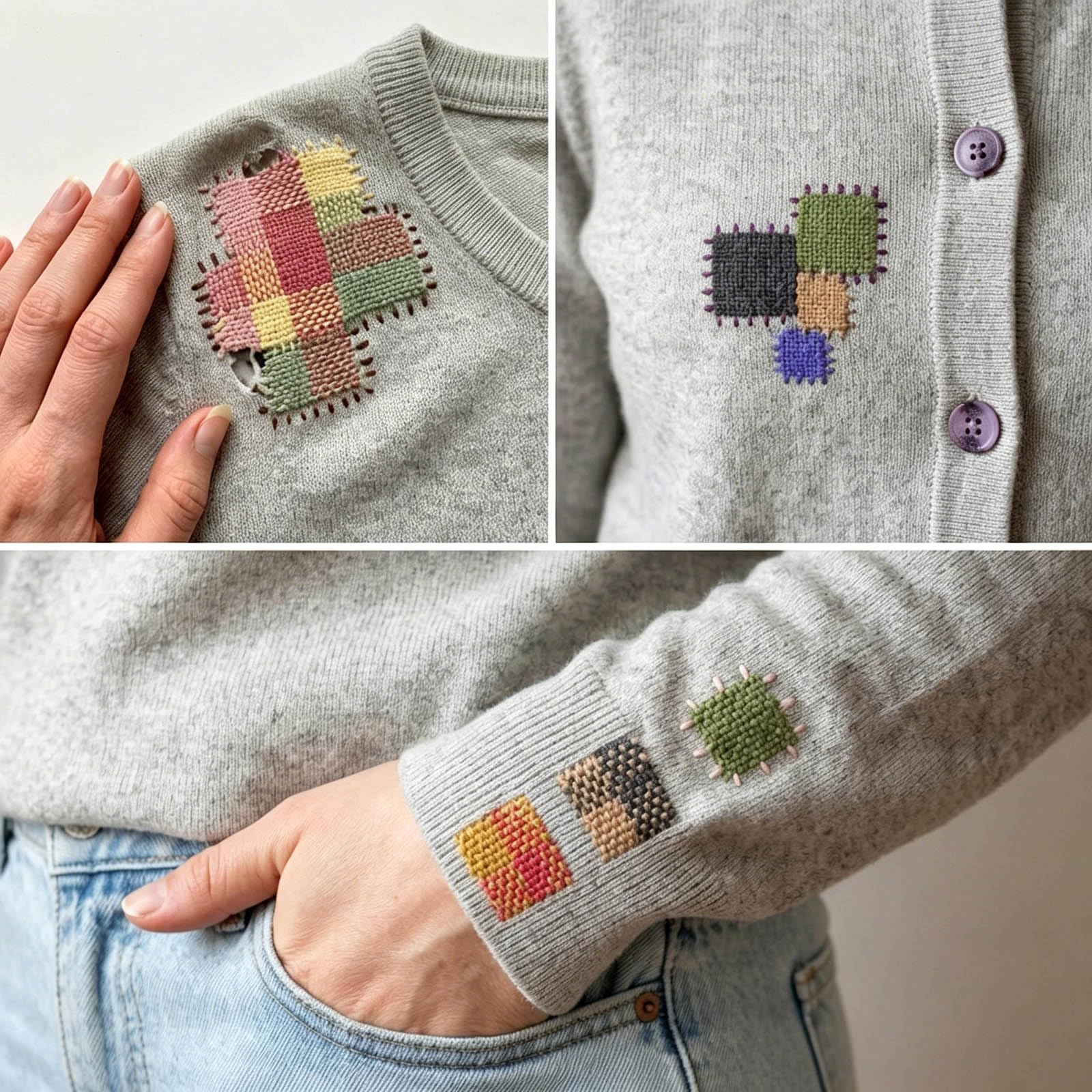 Stopfgarn Set aus Wolle in 48 Farben Ausbessern von Pullovern, Socken, Strickwaren und Patchwork Handwerksreparaturen Inklusive Nadel Wollkamm, Stopfkamm, Nähreparatur Ausrüstungsset