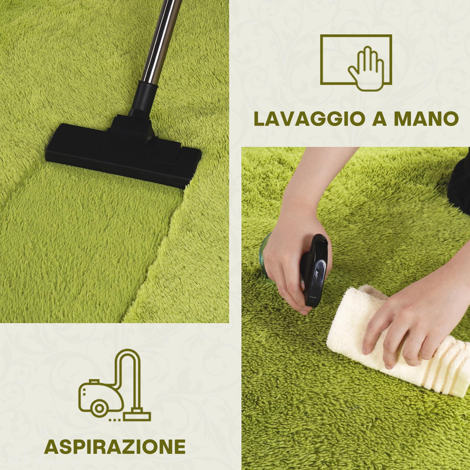 XSIVOD Tappeto Salotto 160x230 Tappeto Camera da Letto Moderno e Morbido per Soggiorno a Pelo Alte Lavabile Fluffy Uni Effetto Pelliccia Senza Tempo Elegante Antiscivolo Facile da Pulire, Verde