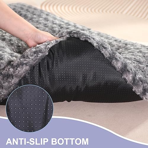 Miniatura 3 de Bedfolks Cama de felpa para perros, cama lavable para perros grandes, mullida y cómoda, con parte inferior antideslizante para un sueño cómodo, 35 x